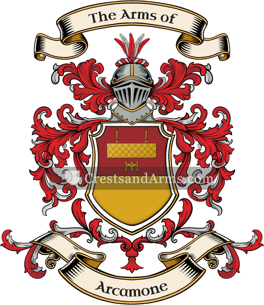 The Arcamone coat of arms, drawn from the recorded blazon