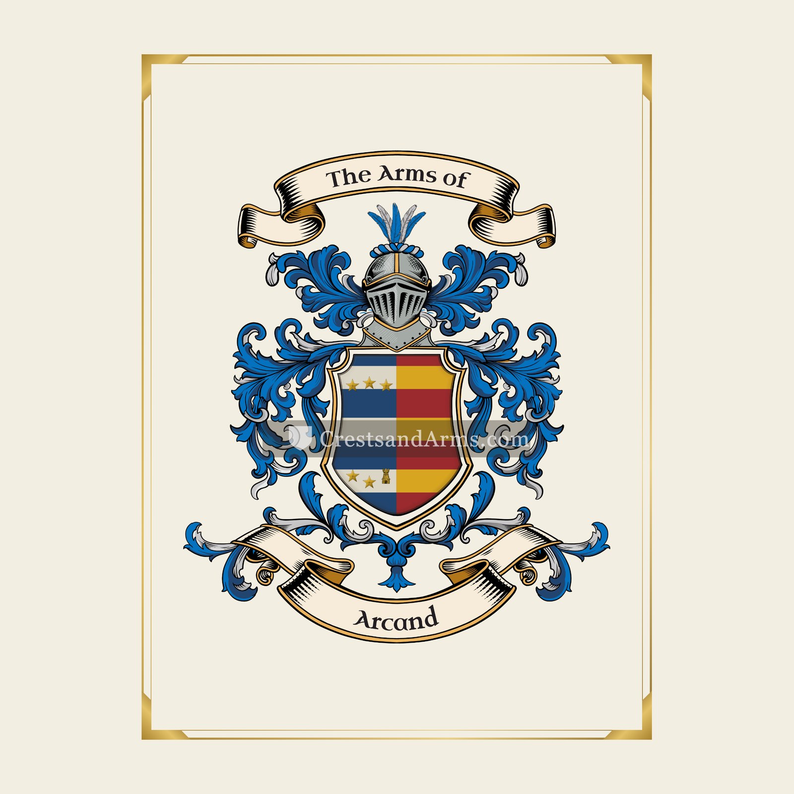 With gold border