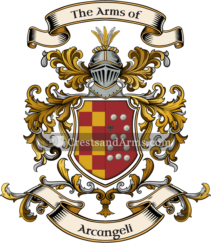 The Arcangeli coat of arms, drawn from the recorded blazon