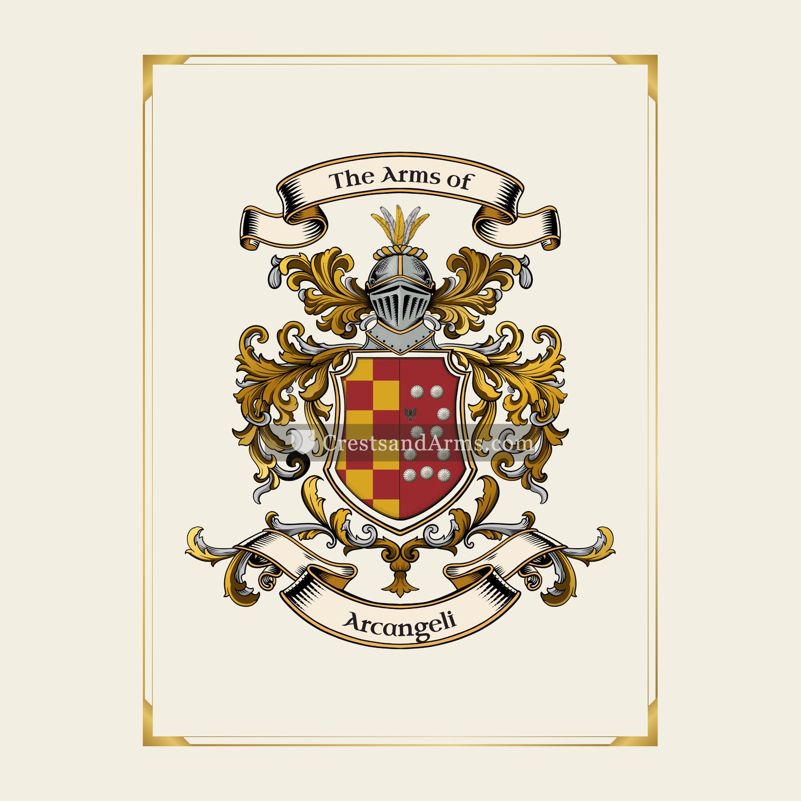 With gold border