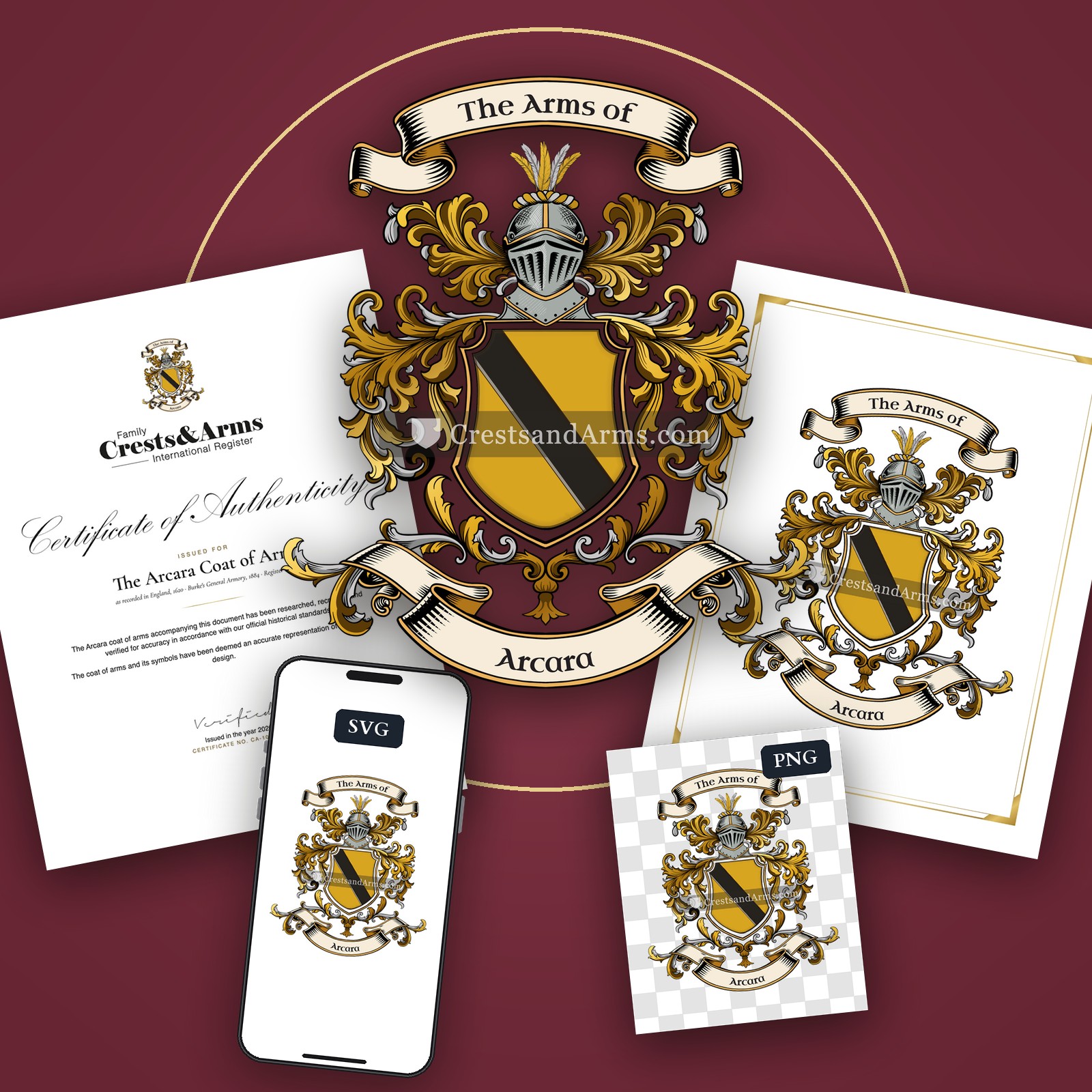 The Arcara arms on the coat of arms — digital pack