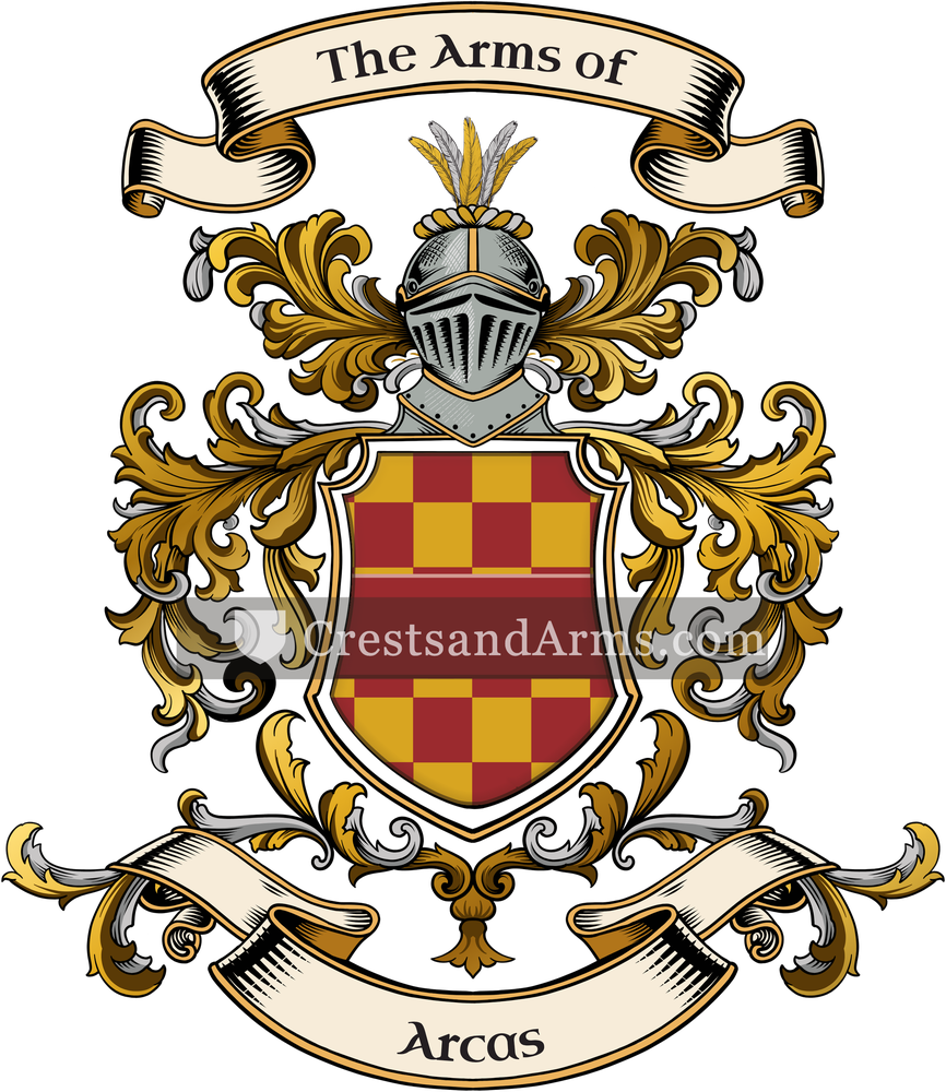 The Arcas coat of arms, drawn from the recorded blazon