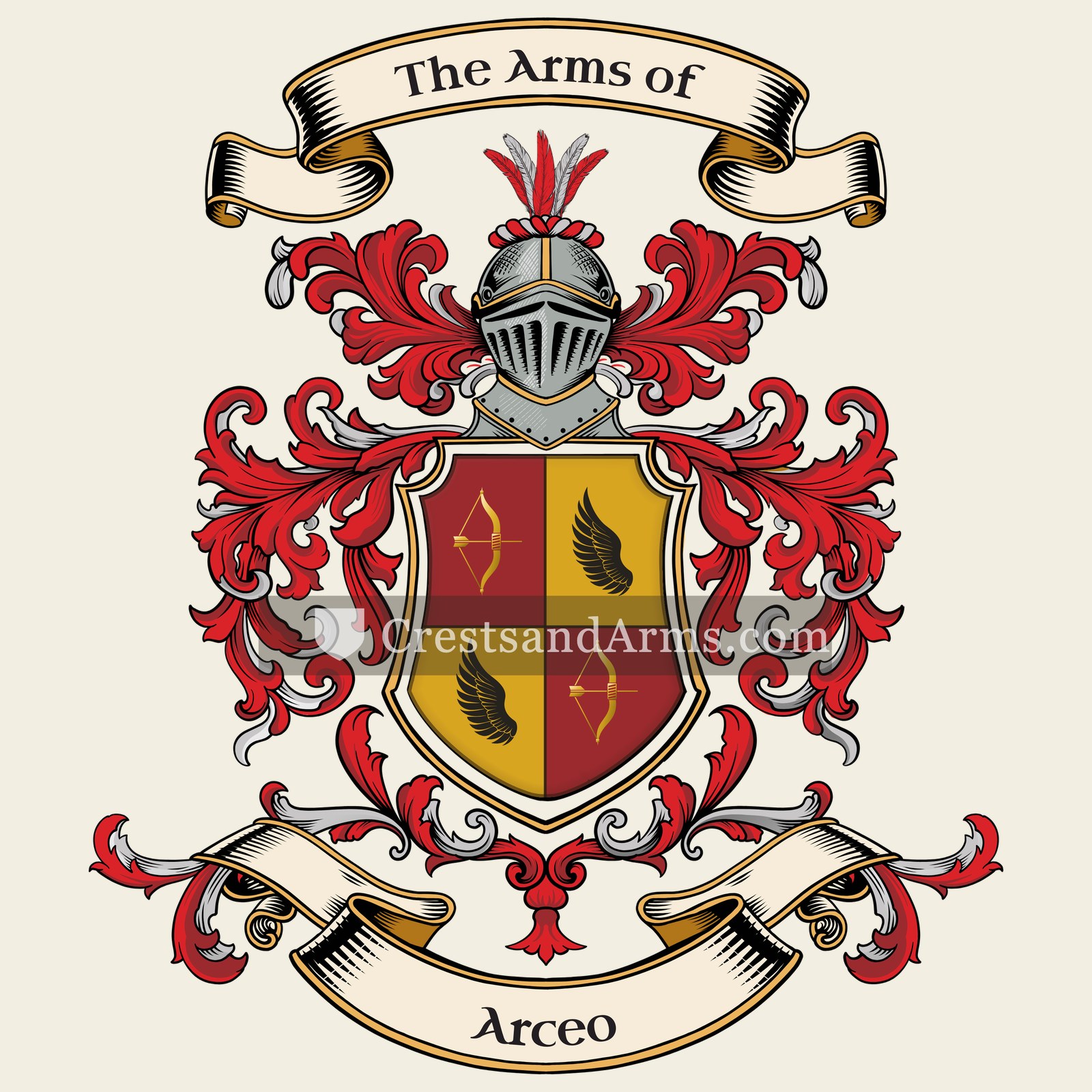 The Arceo coat of arms, drawn from the recorded blazon