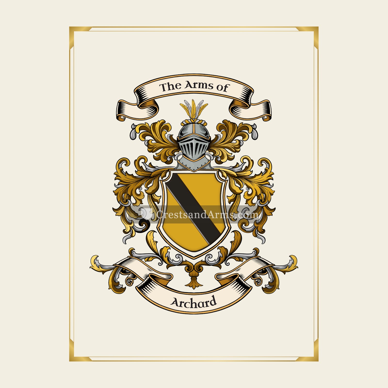 With gold border