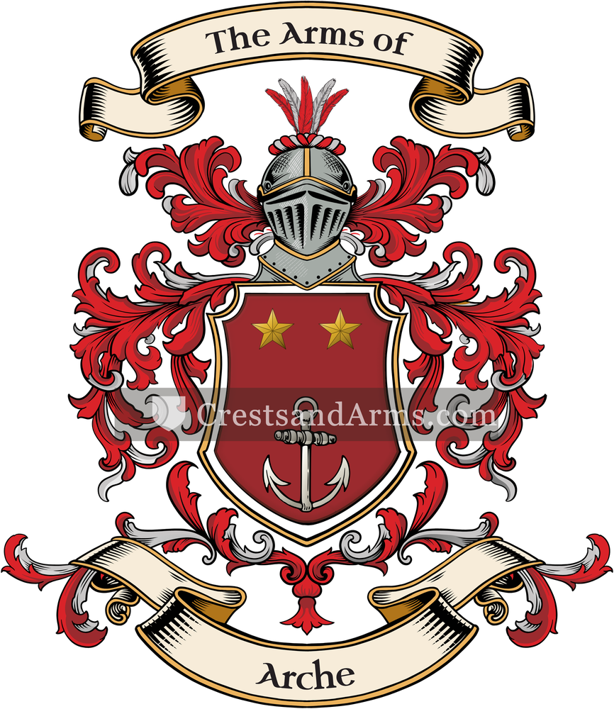 The Arche coat of arms, drawn from the recorded blazon