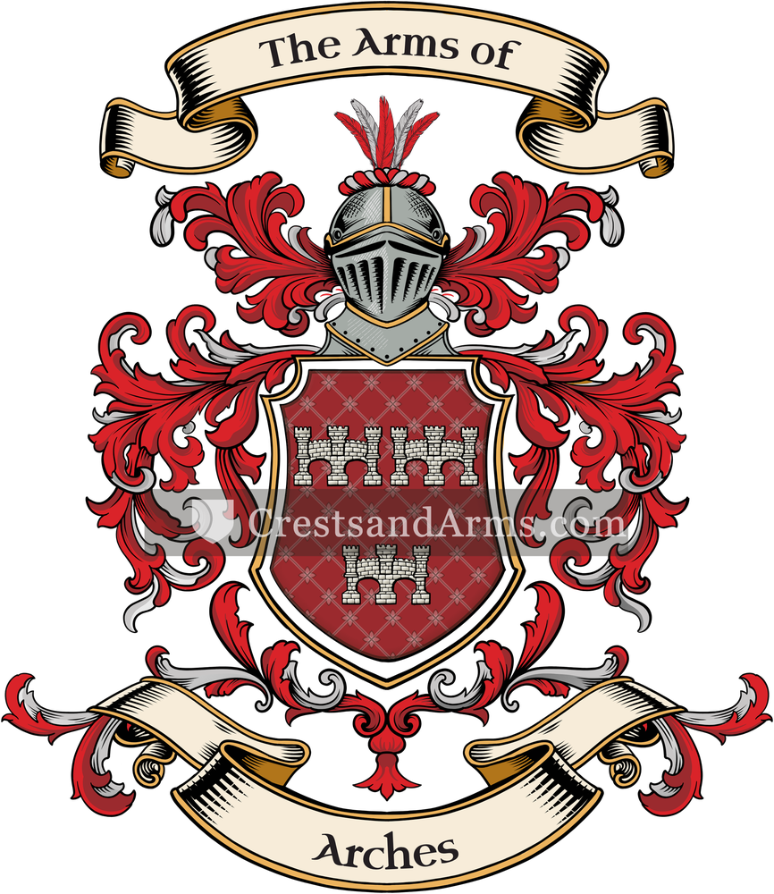 The Arches coat of arms, drawn from the recorded blazon