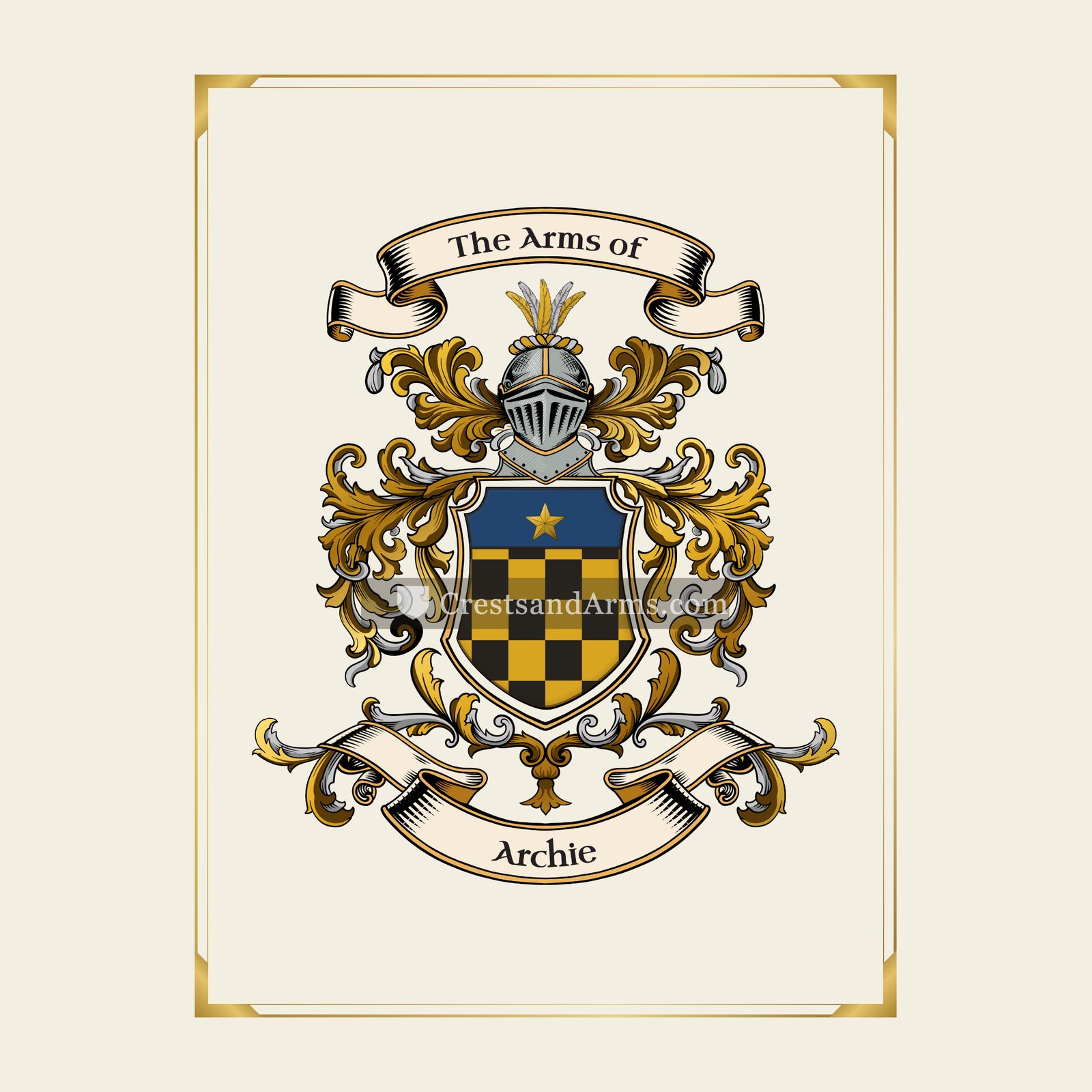 With gold border