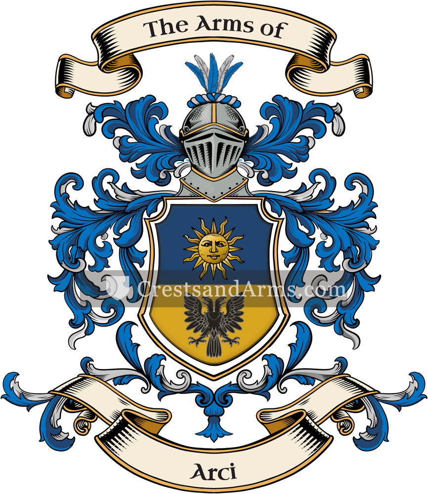 The Arci coat of arms, drawn from the recorded blazon