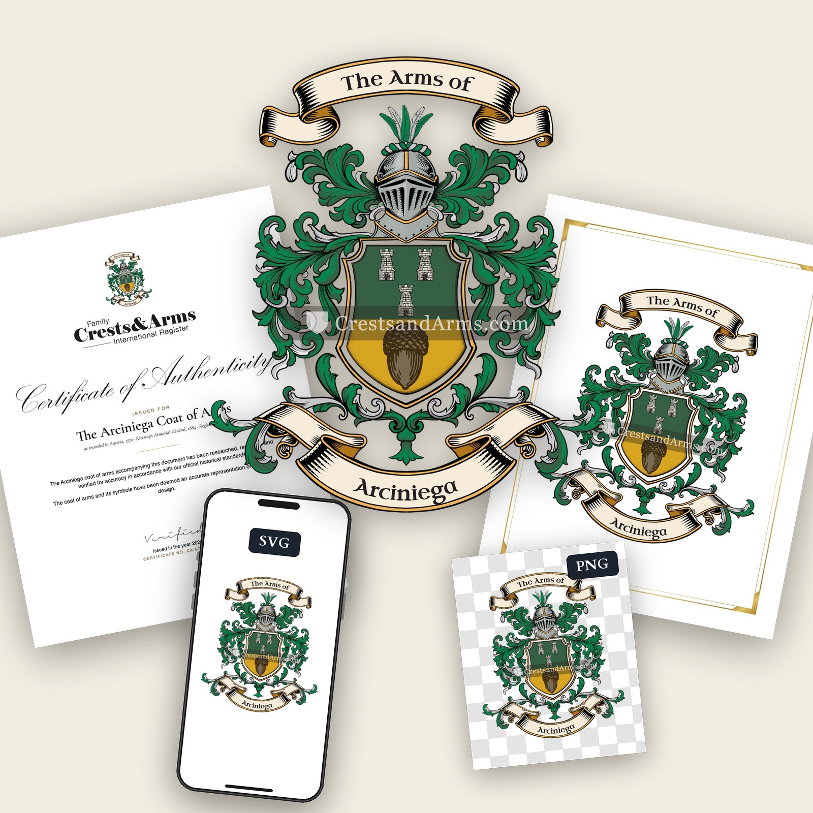 The Arciniega arms on the coat of arms — digital pack