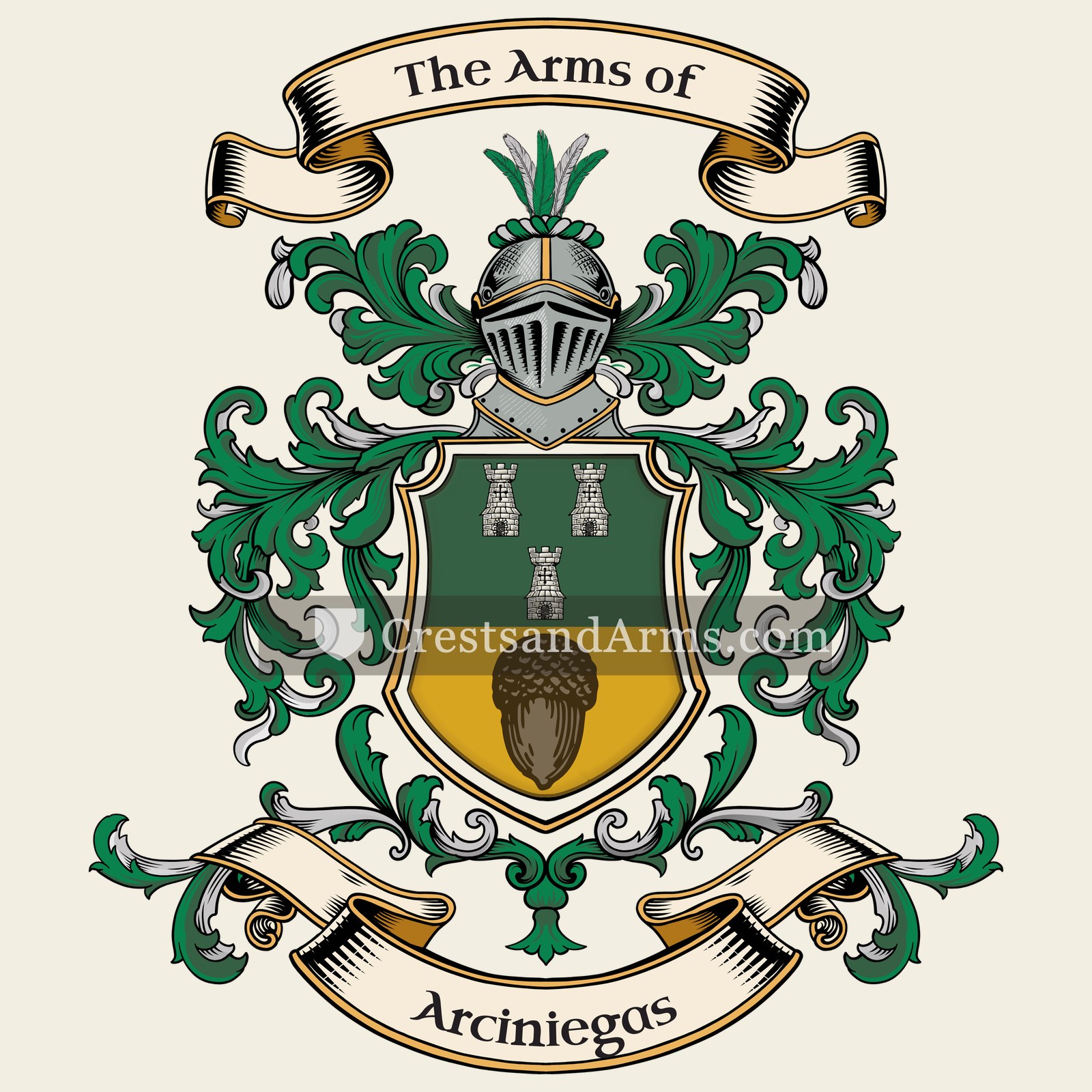 The Arciniegas coat of arms, drawn from the recorded blazon