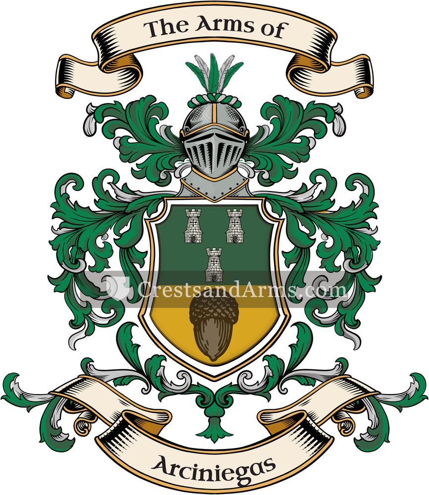 The Arciniegas coat of arms, drawn from the recorded blazon