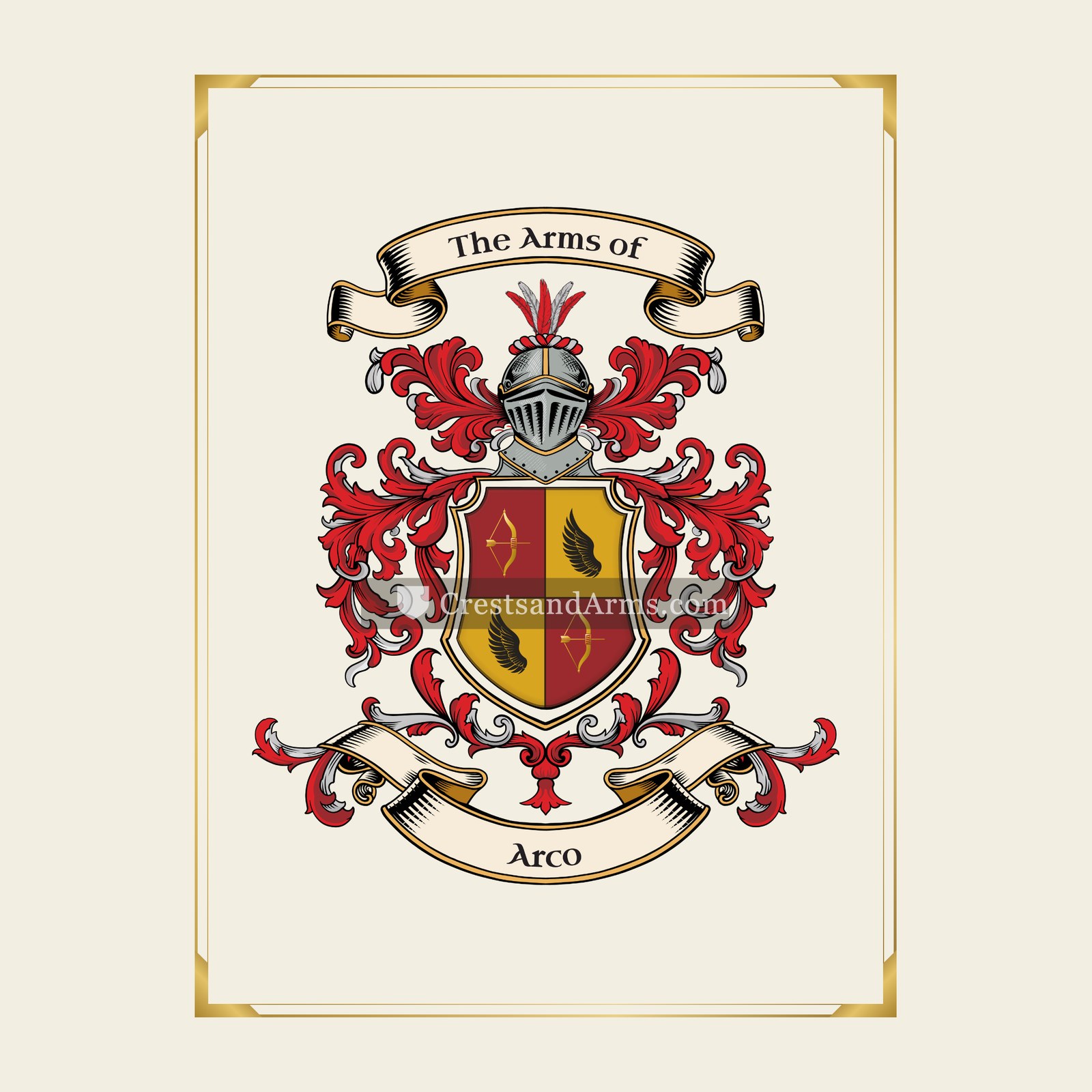 With gold border