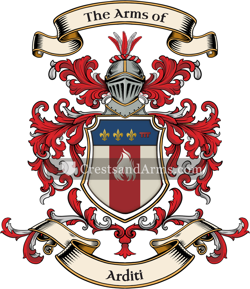 The Arditi coat of arms, drawn from the recorded blazon