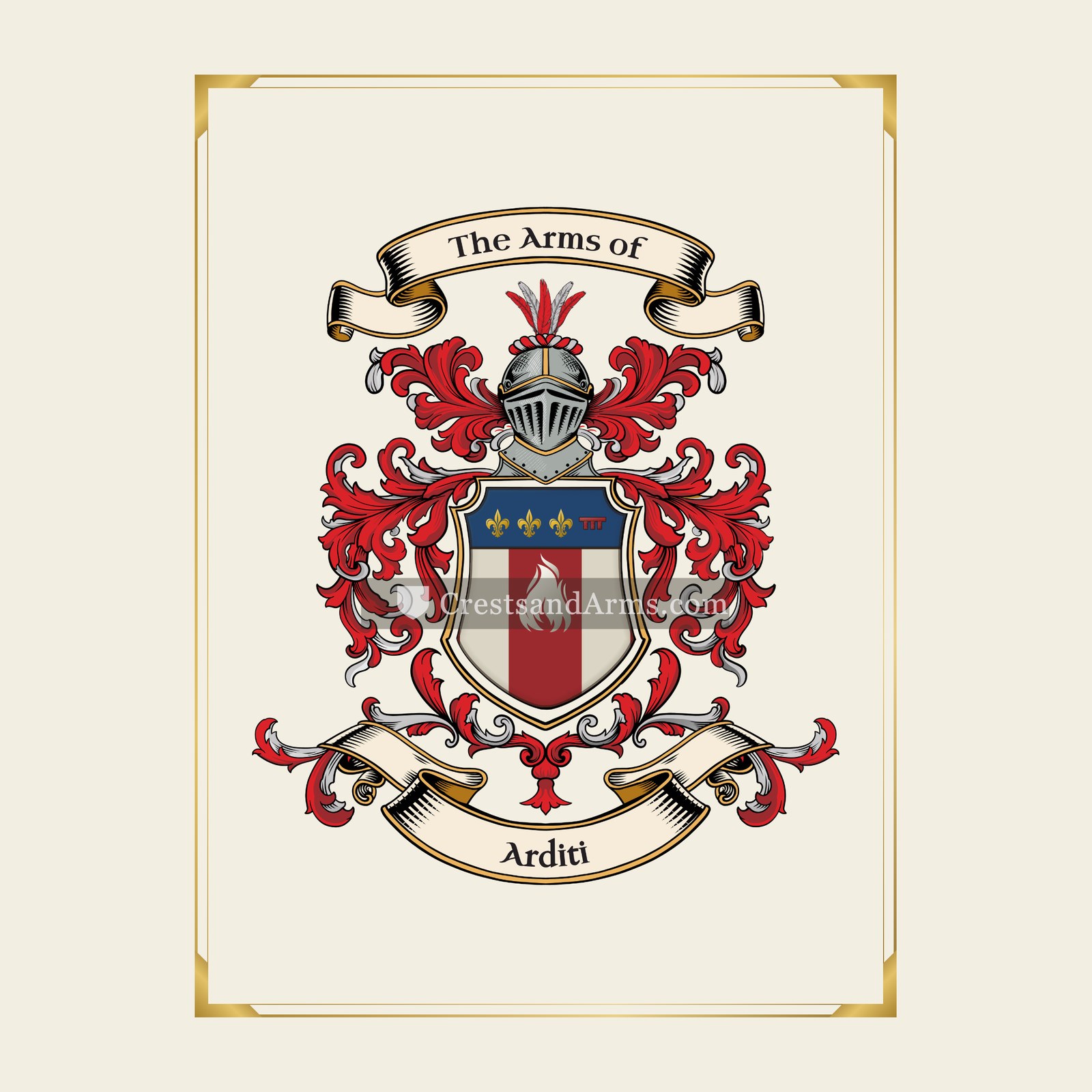 With gold border