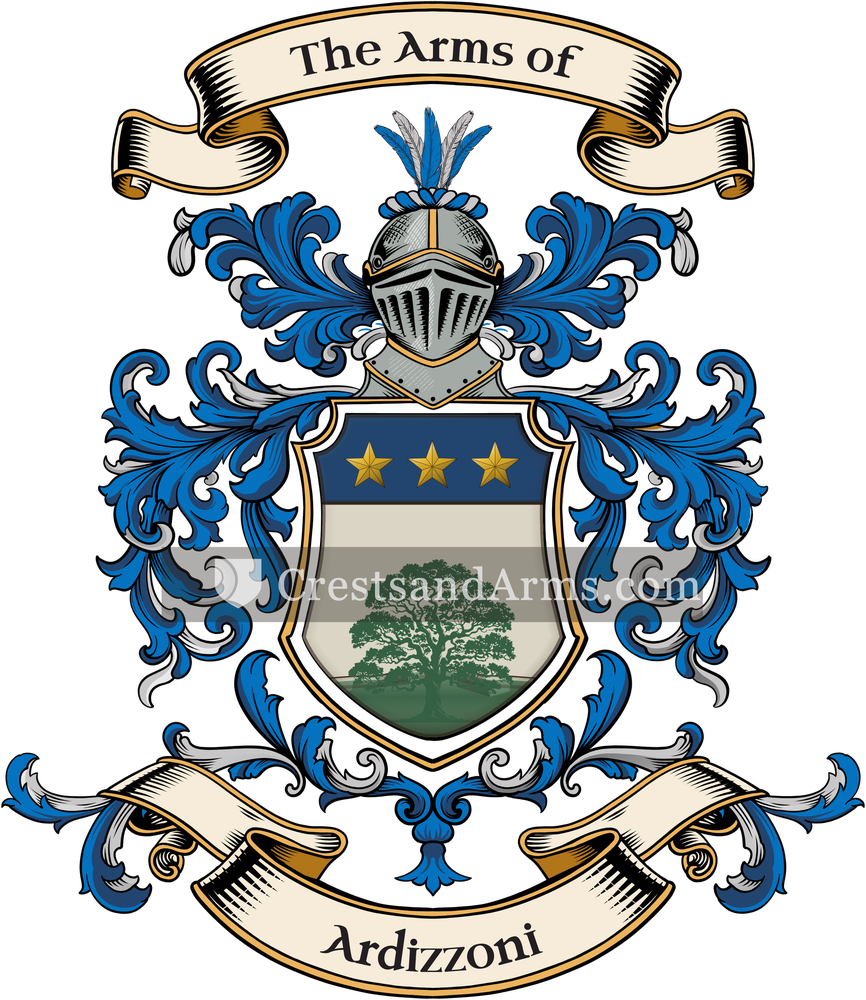 The Ardizzoni coat of arms, drawn from the recorded blazon