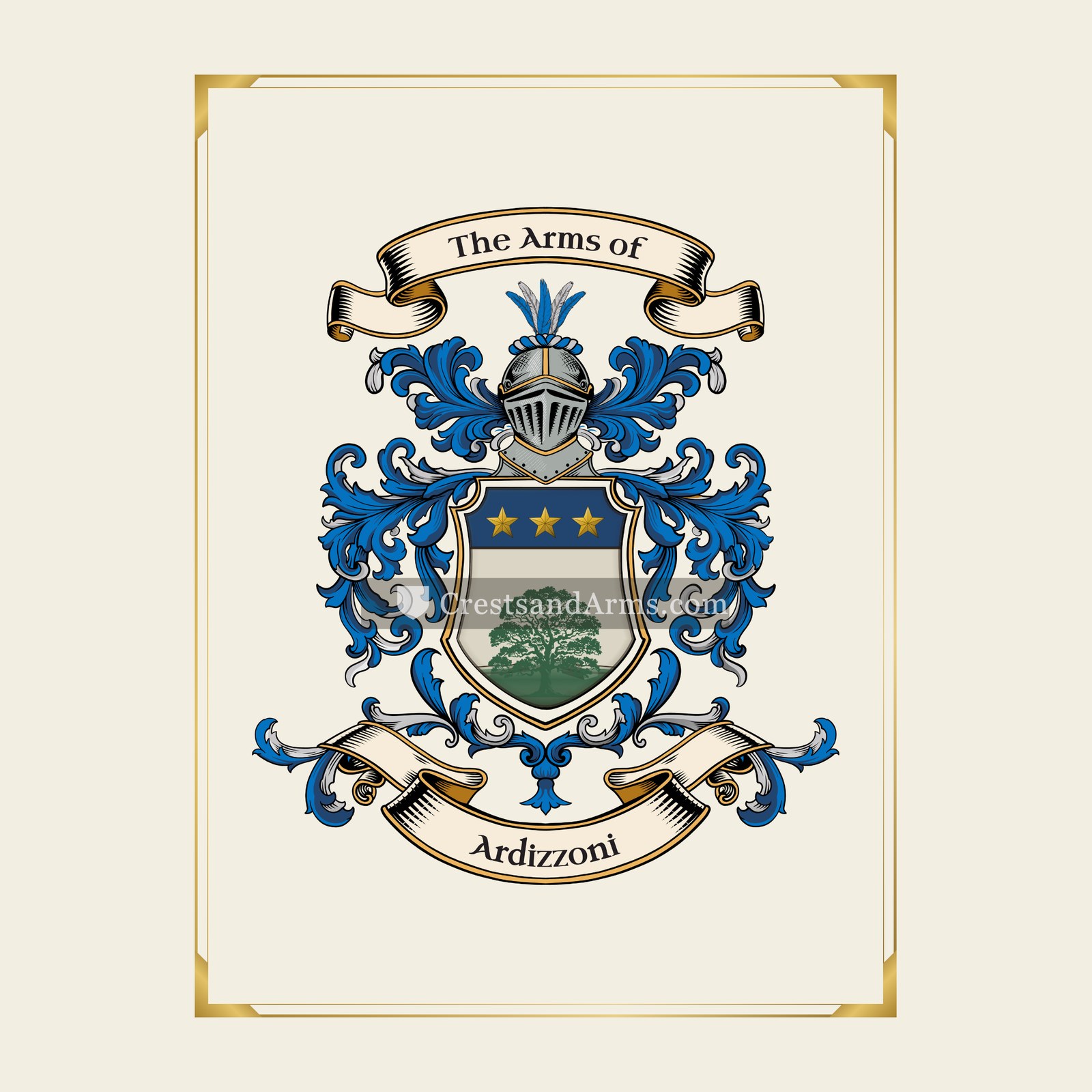 With gold border