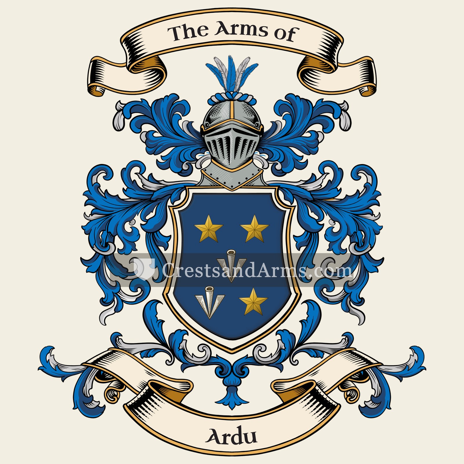 The Ardu coat of arms, drawn from the recorded blazon