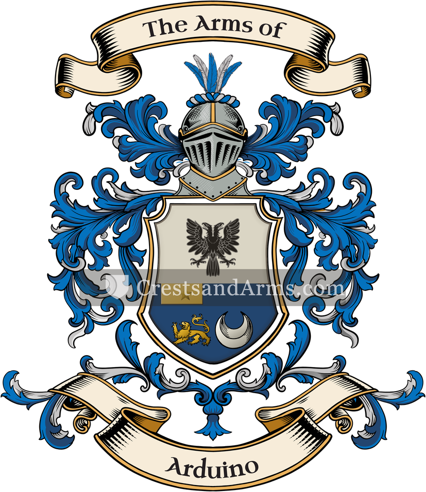 The Arduino coat of arms, drawn from the recorded blazon