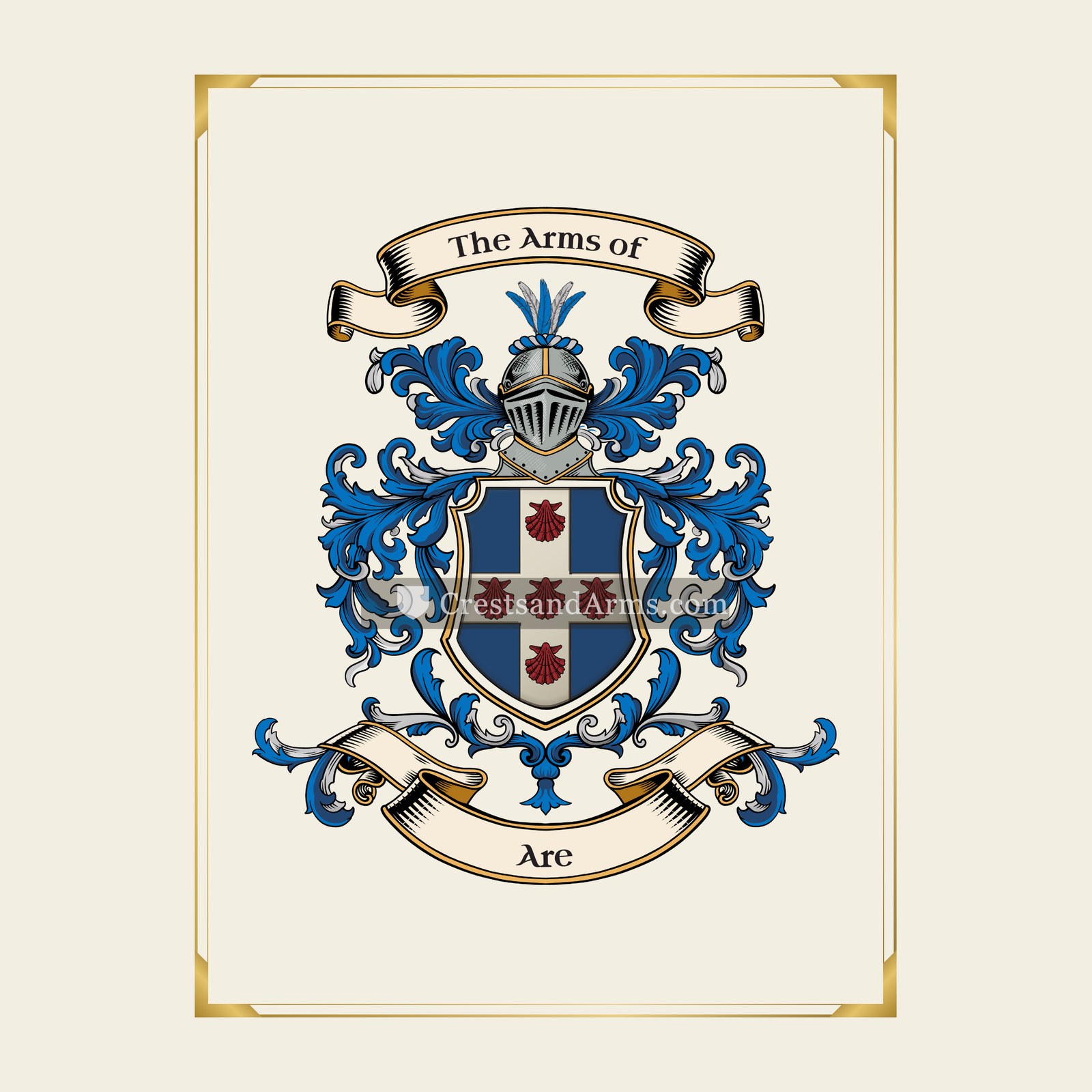With gold border