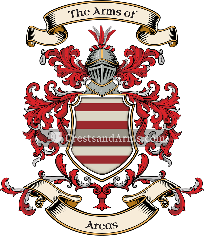 The Areas coat of arms, drawn from the recorded blazon