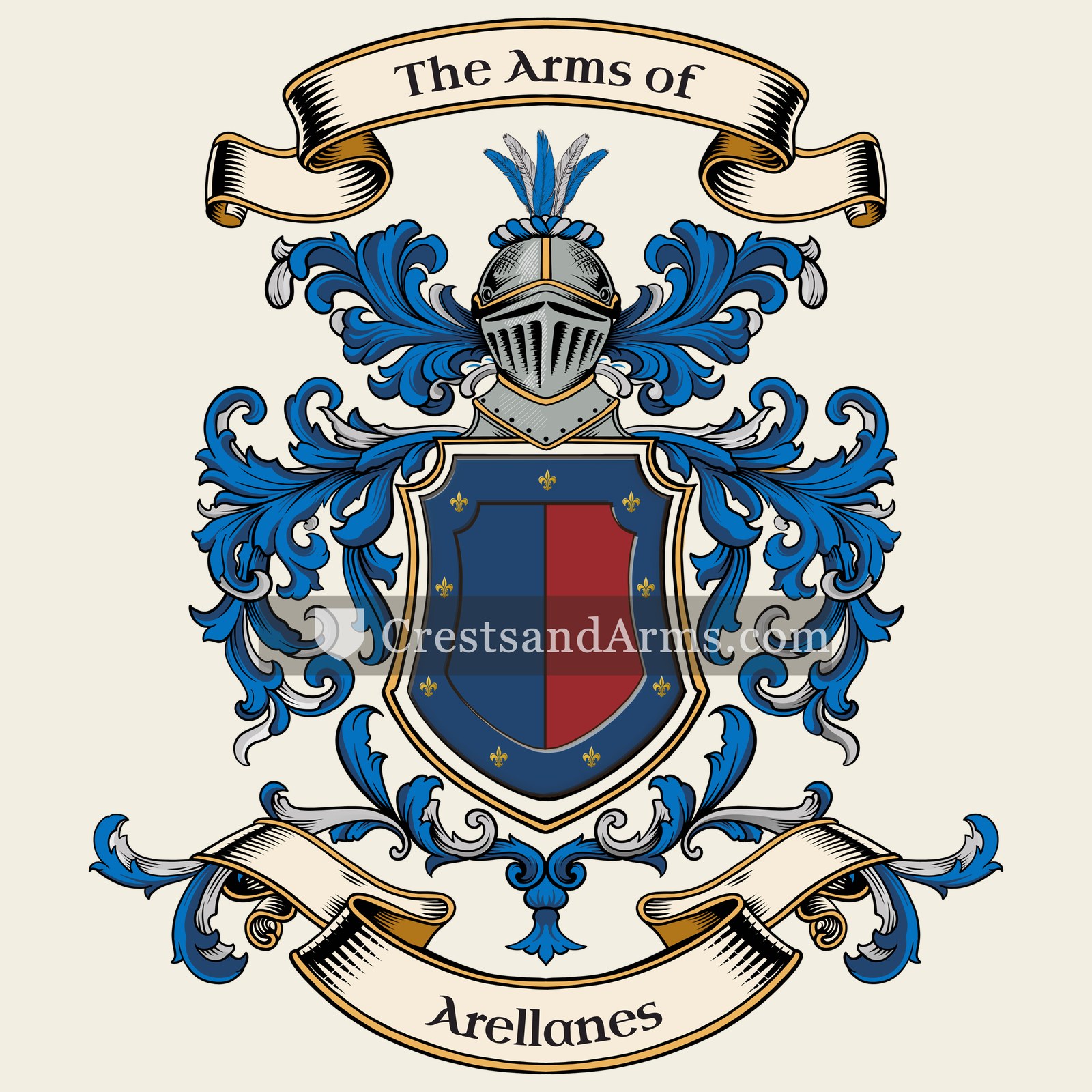 The Arellanes coat of arms, drawn from the recorded blazon