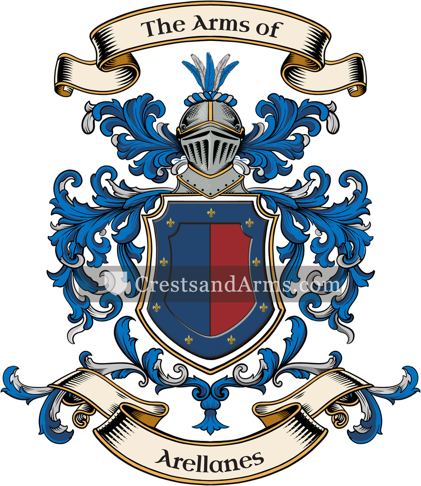 The Arellanes coat of arms, drawn from the recorded blazon