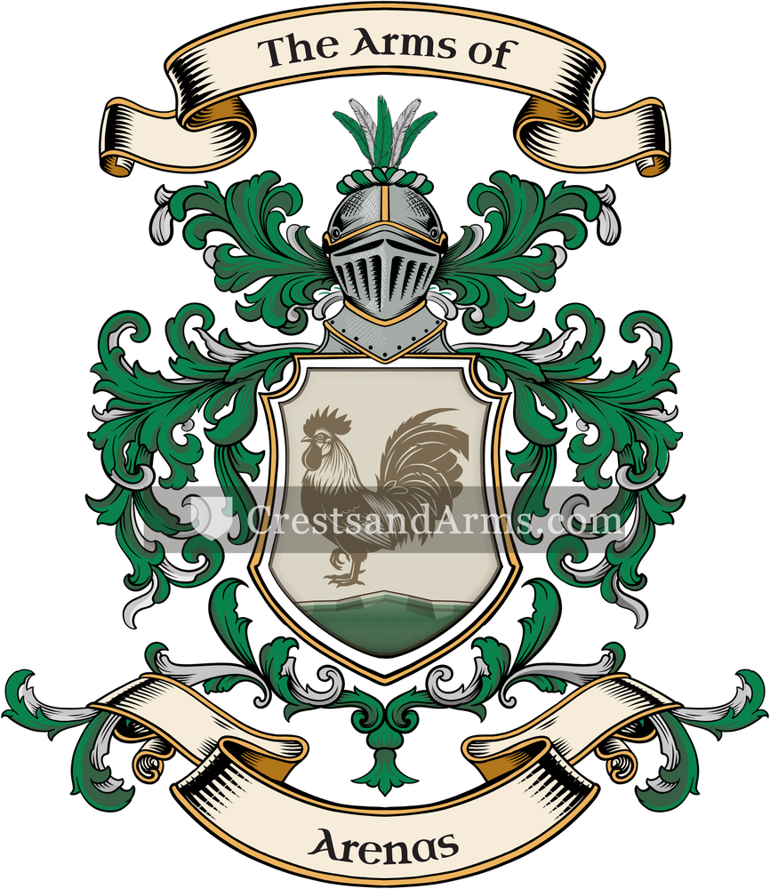 The Arenas coat of arms, drawn from the recorded blazon