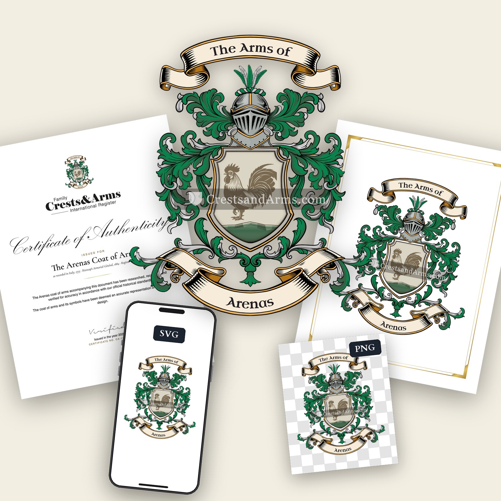 The Arenas arms on the coat of arms — digital pack