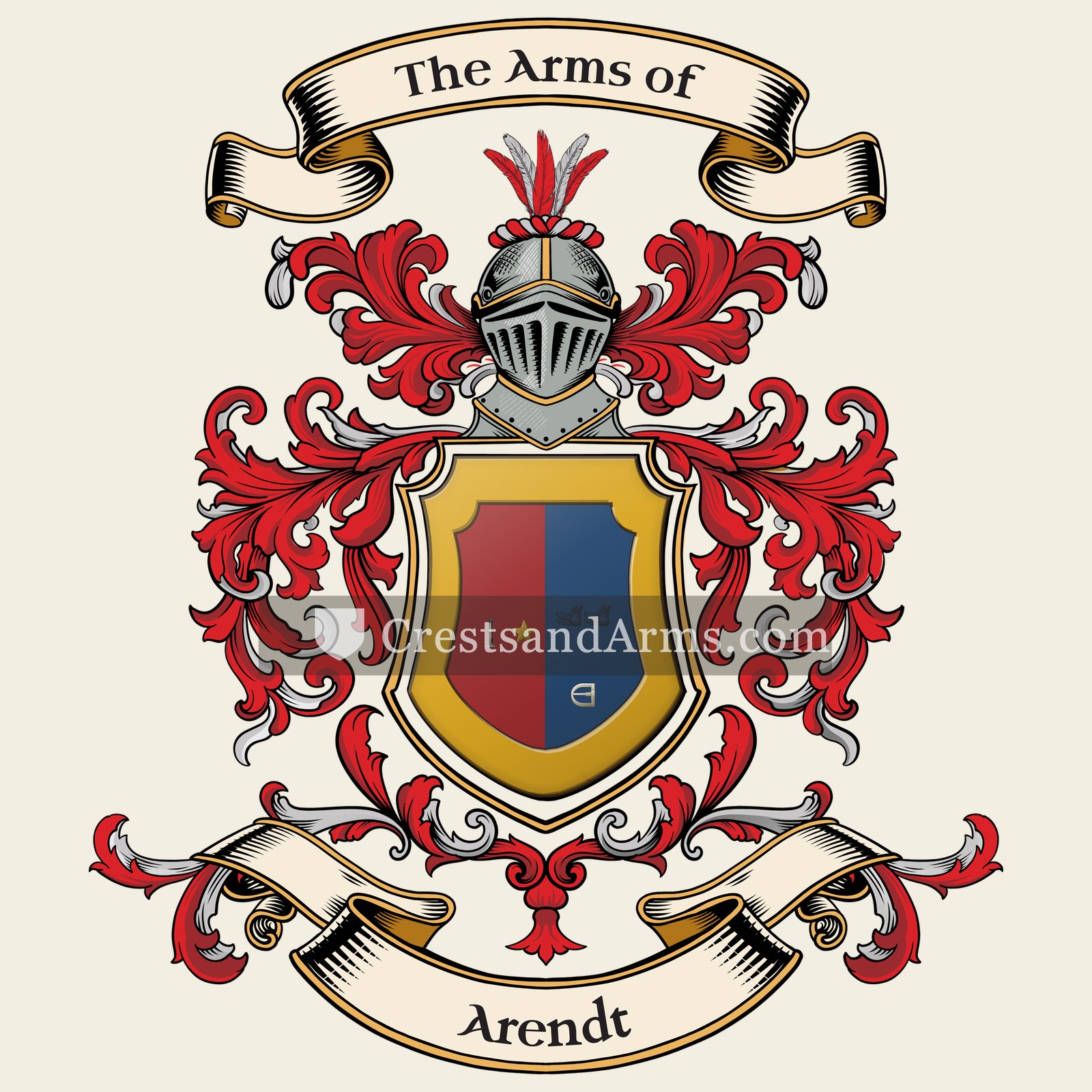 The Arendt coat of arms, drawn from the recorded blazon