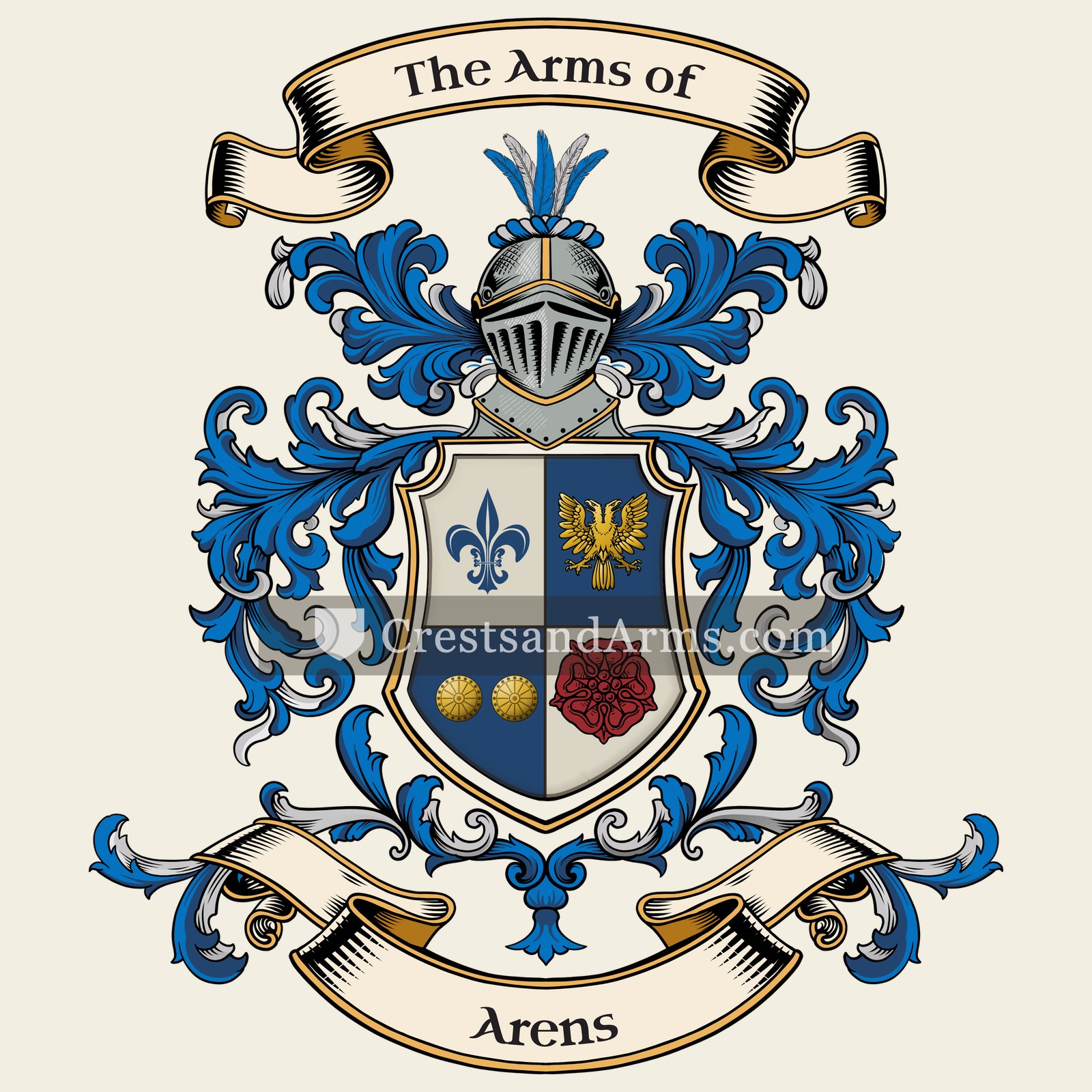 The Arens coat of arms, drawn from the recorded blazon
