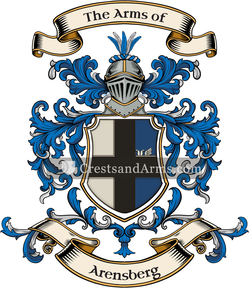 The Arensberg coat of arms, drawn from the recorded blazon
