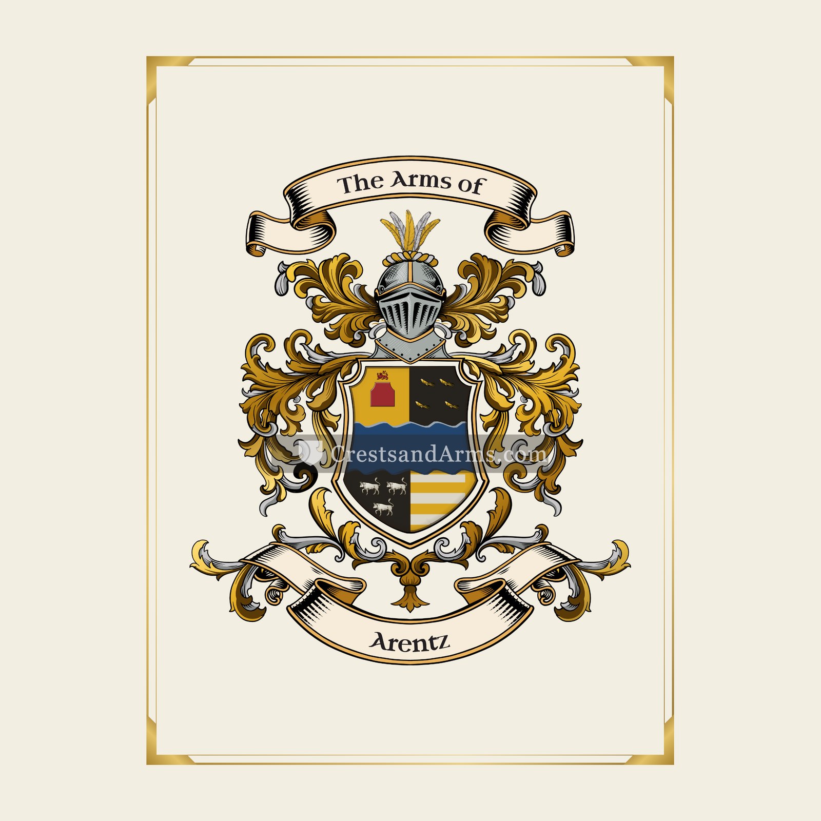 With gold border