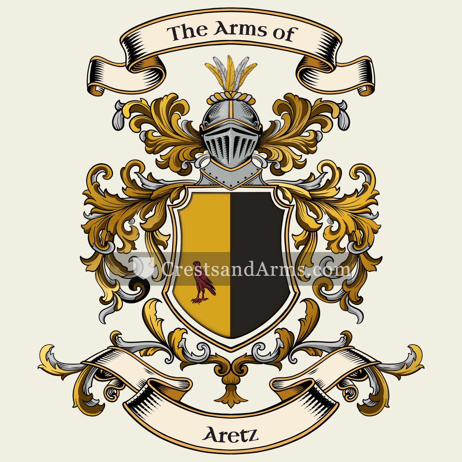 The Aretz coat of arms, drawn from the recorded blazon