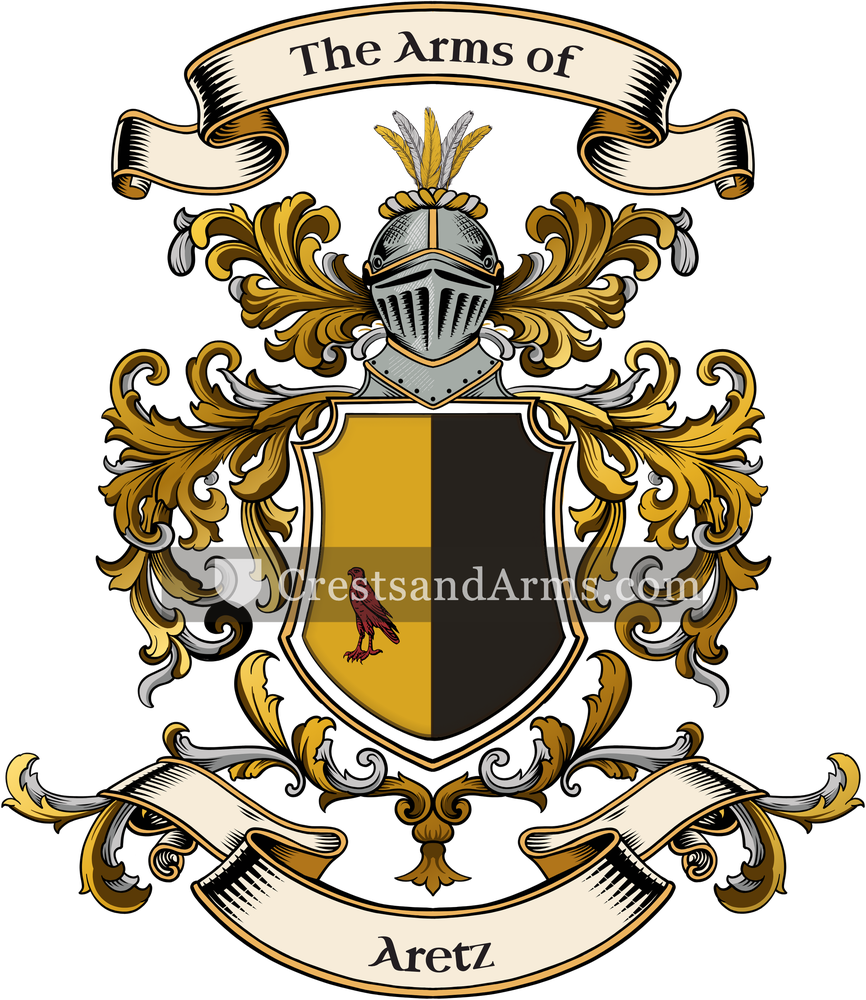 The Aretz coat of arms, drawn from the recorded blazon