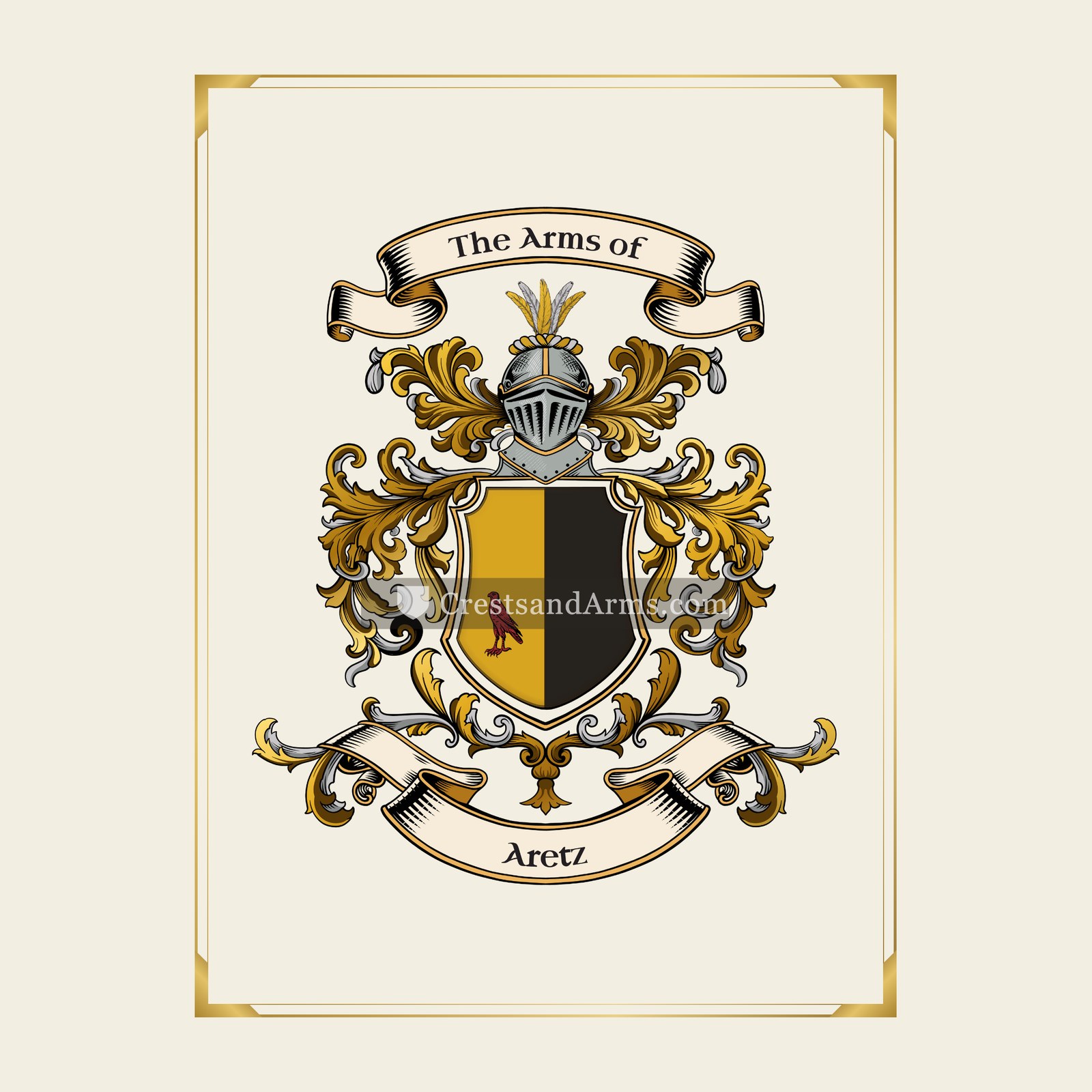 With gold border
