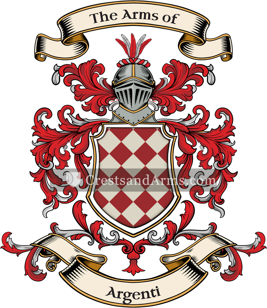 The Argenti coat of arms, drawn from the recorded blazon