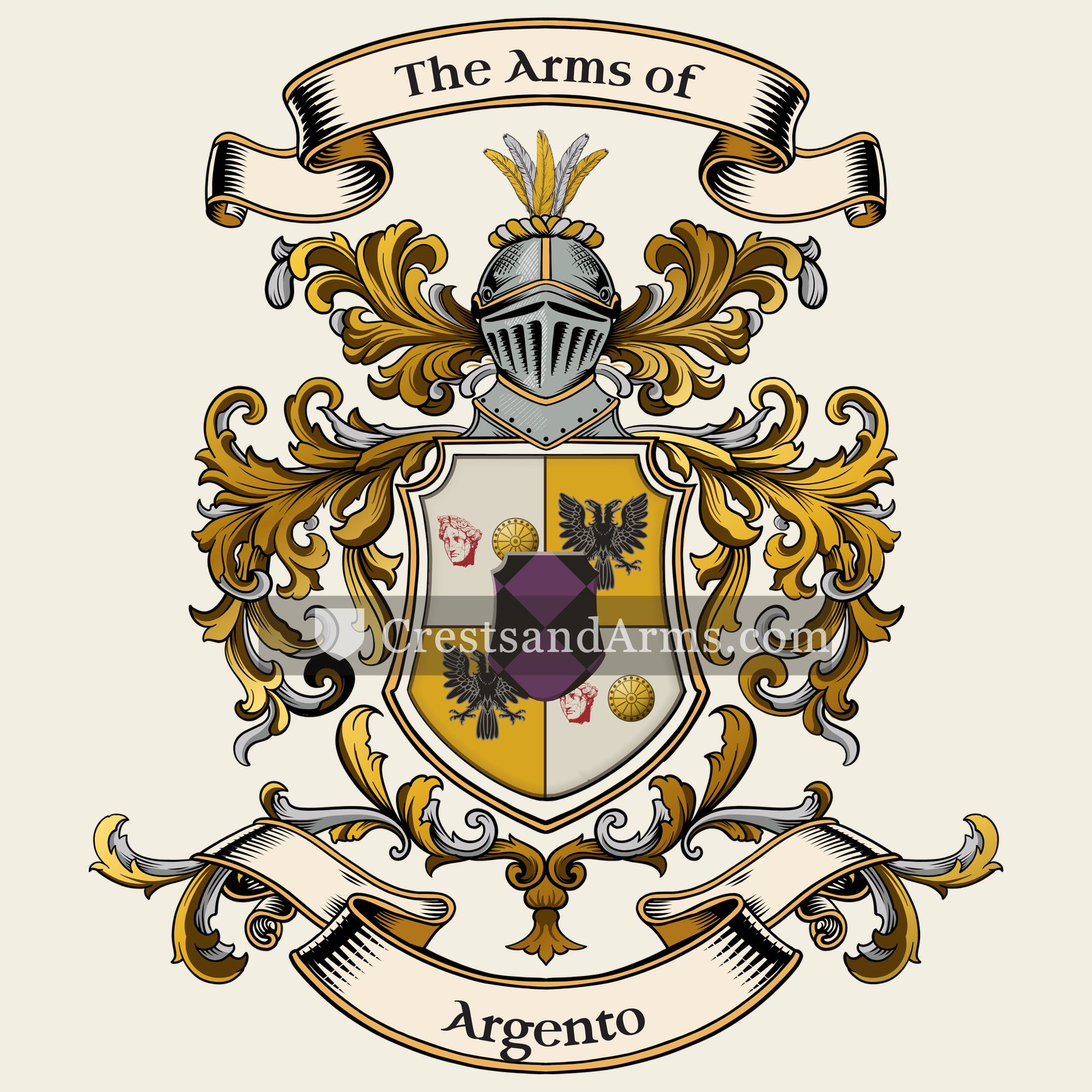 The Argento coat of arms, drawn from the recorded blazon