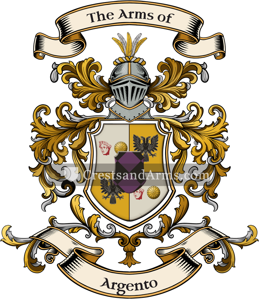The Argento coat of arms, drawn from the recorded blazon