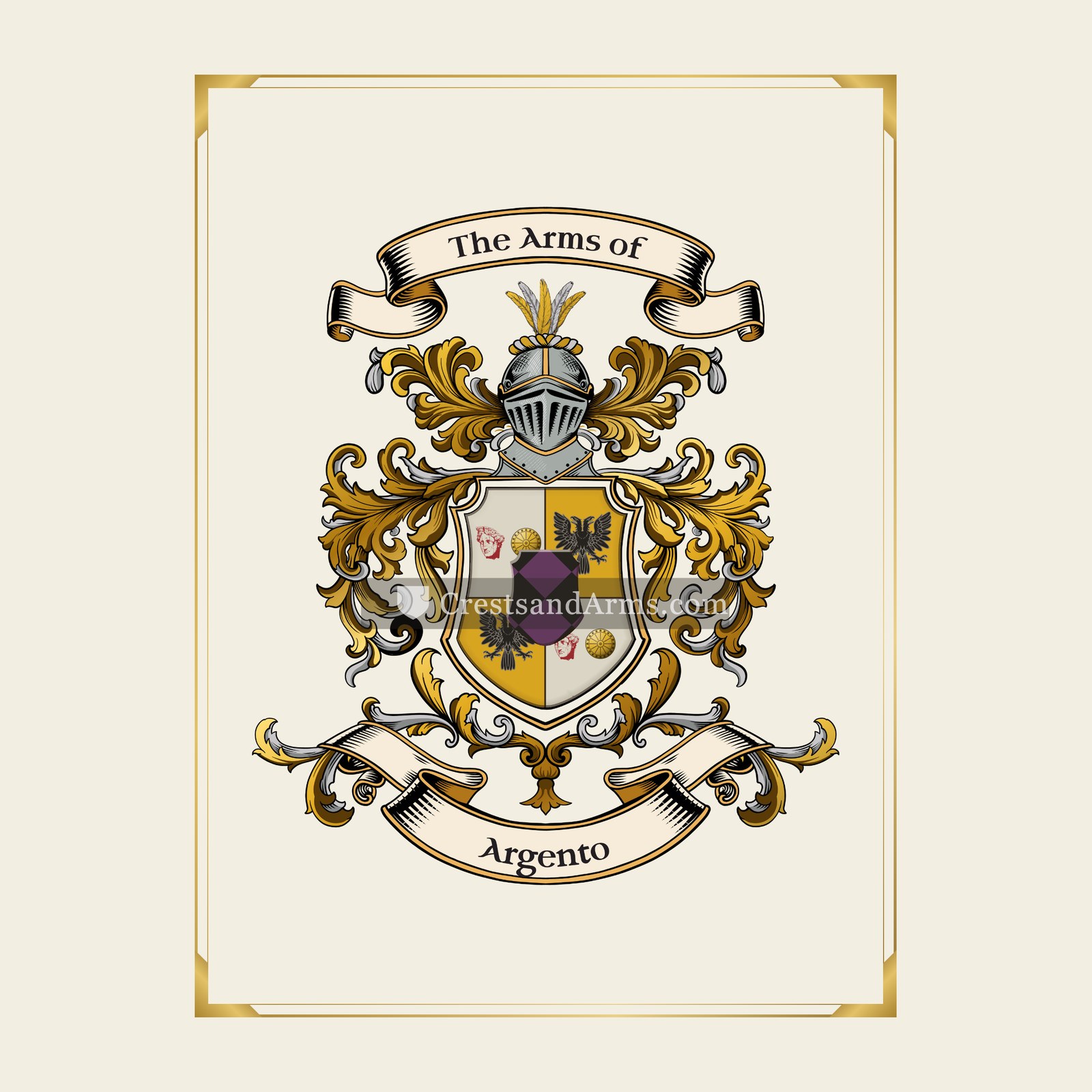 With gold border