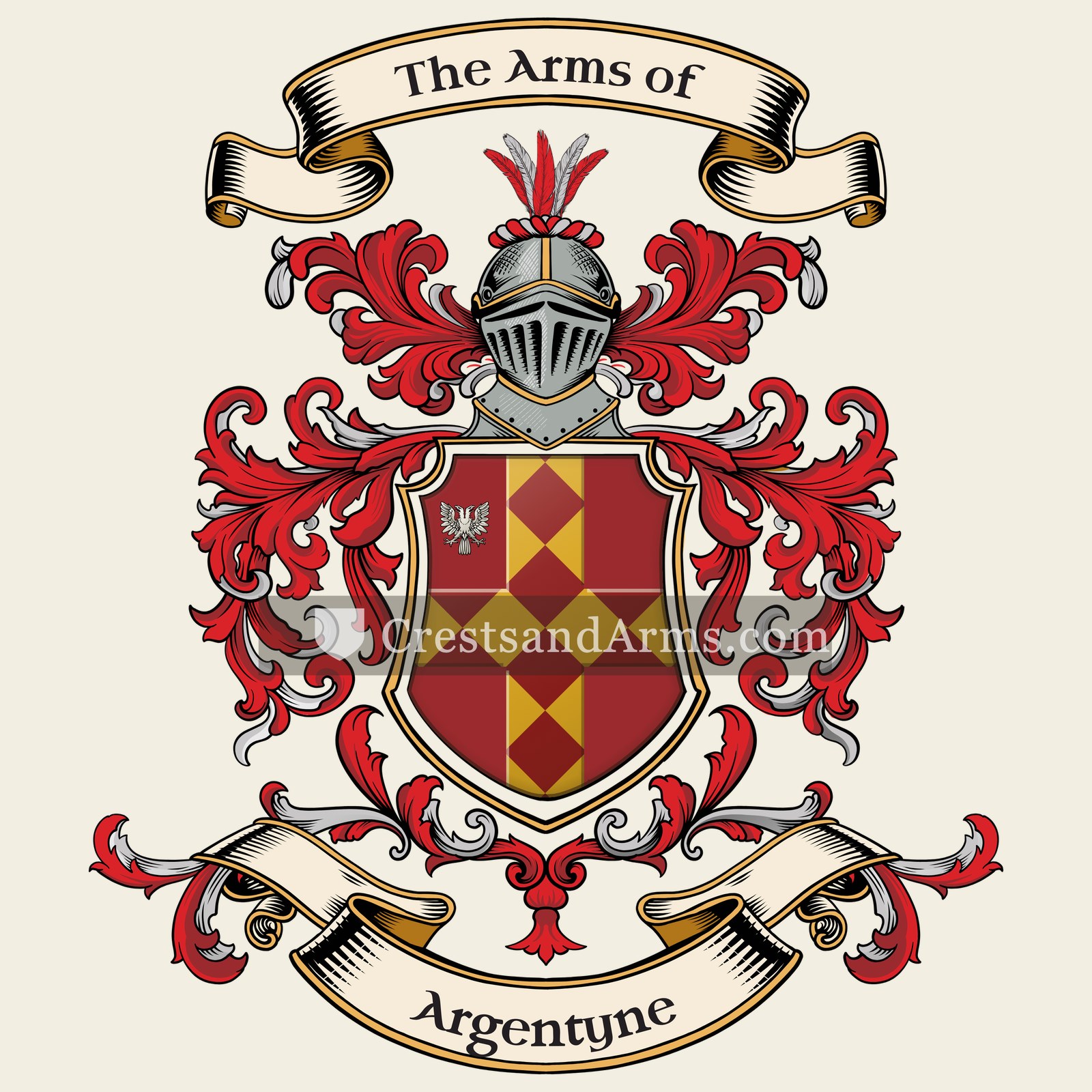 The Argentyne coat of arms, drawn from the recorded blazon