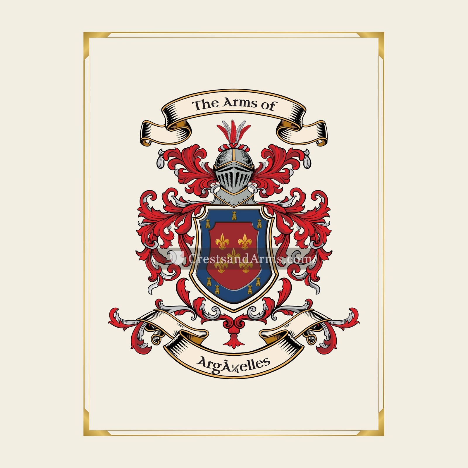With gold border