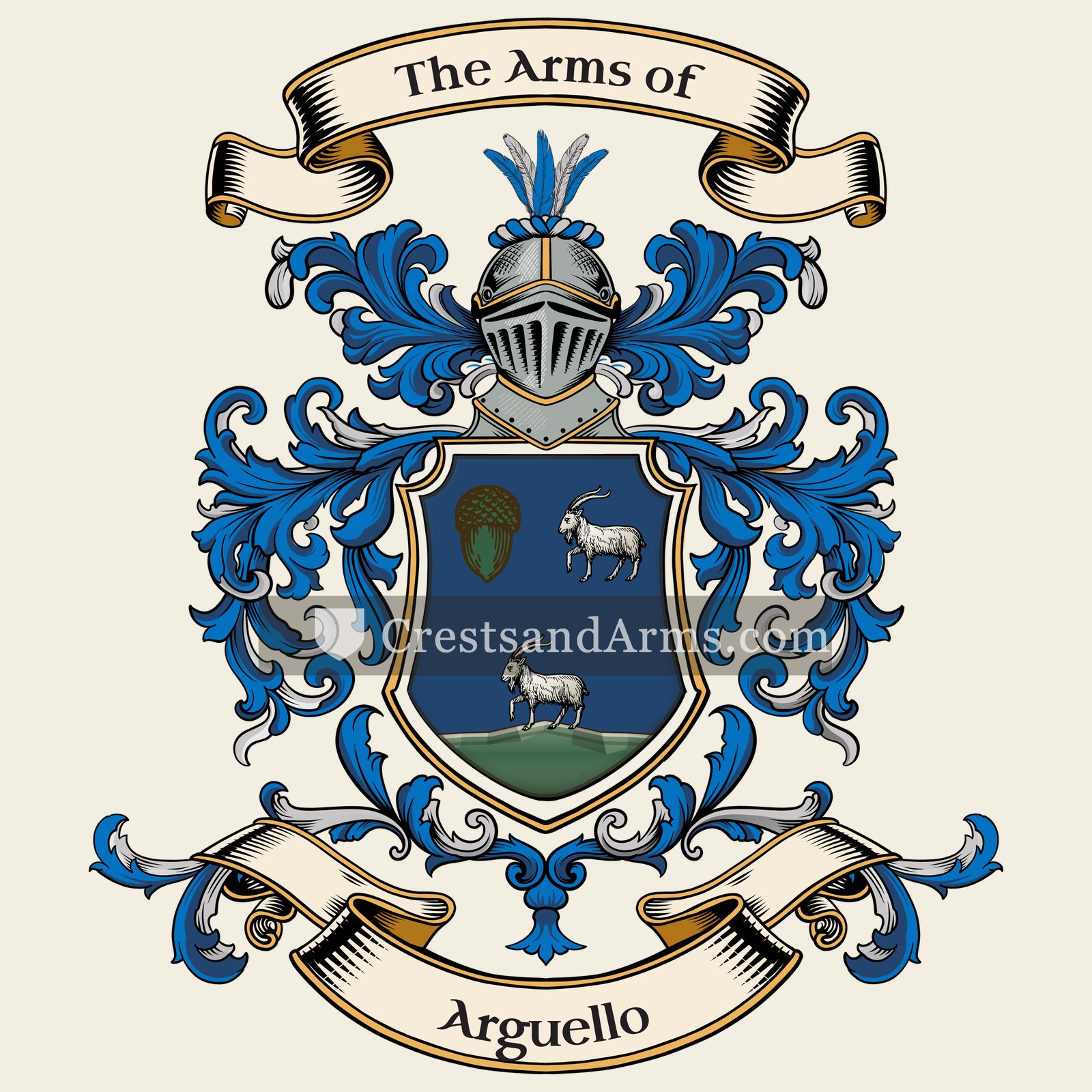 The Arguello coat of arms, drawn from the recorded blazon