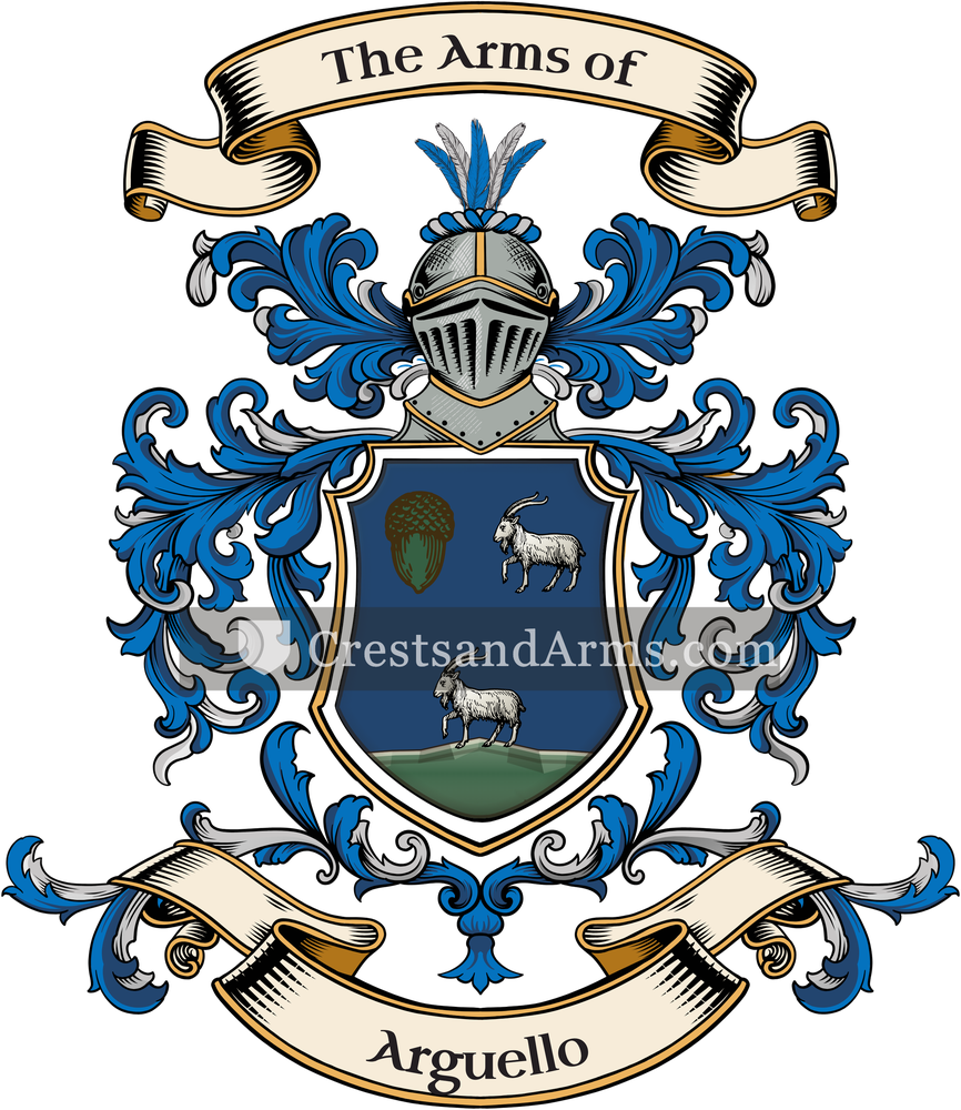 The Arguello coat of arms, drawn from the recorded blazon