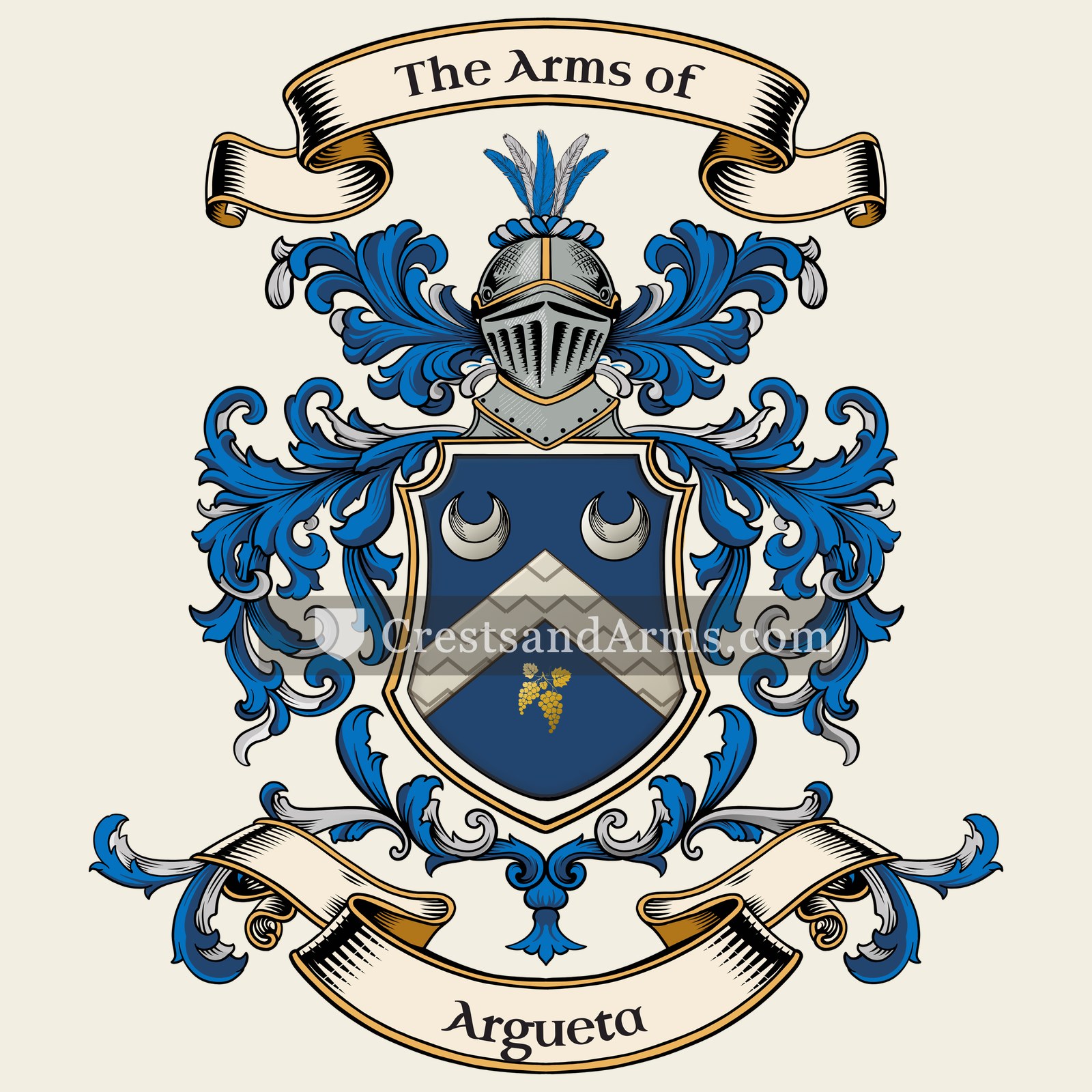 The Argueta coat of arms, drawn from the recorded blazon