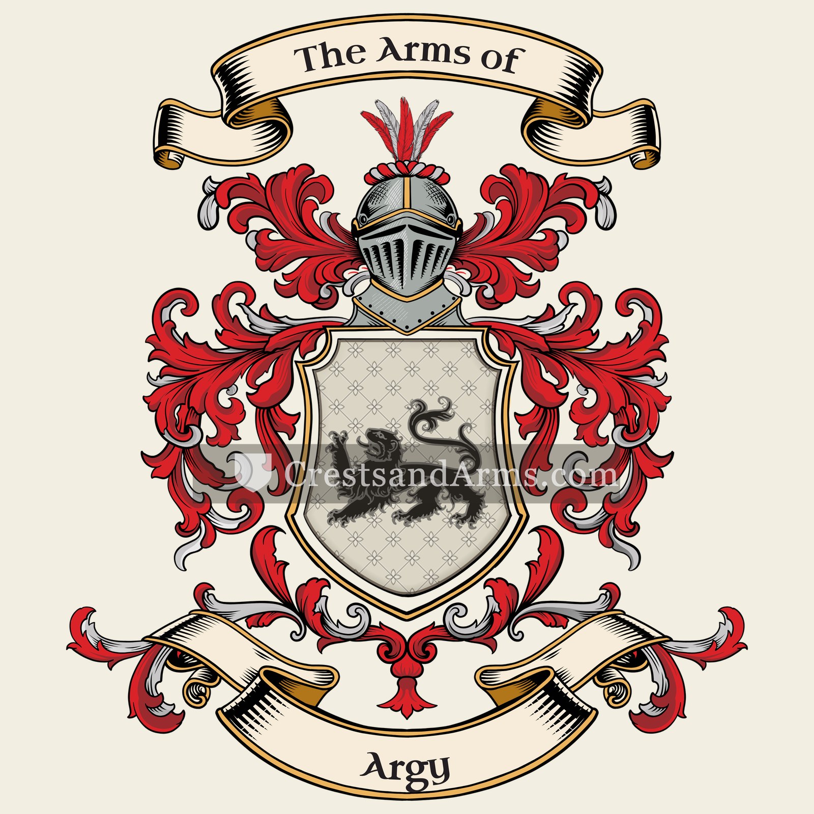 The Argy coat of arms, drawn from the recorded blazon