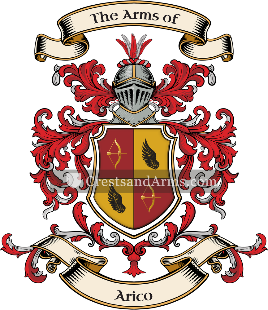 The Arico coat of arms, drawn from the recorded blazon