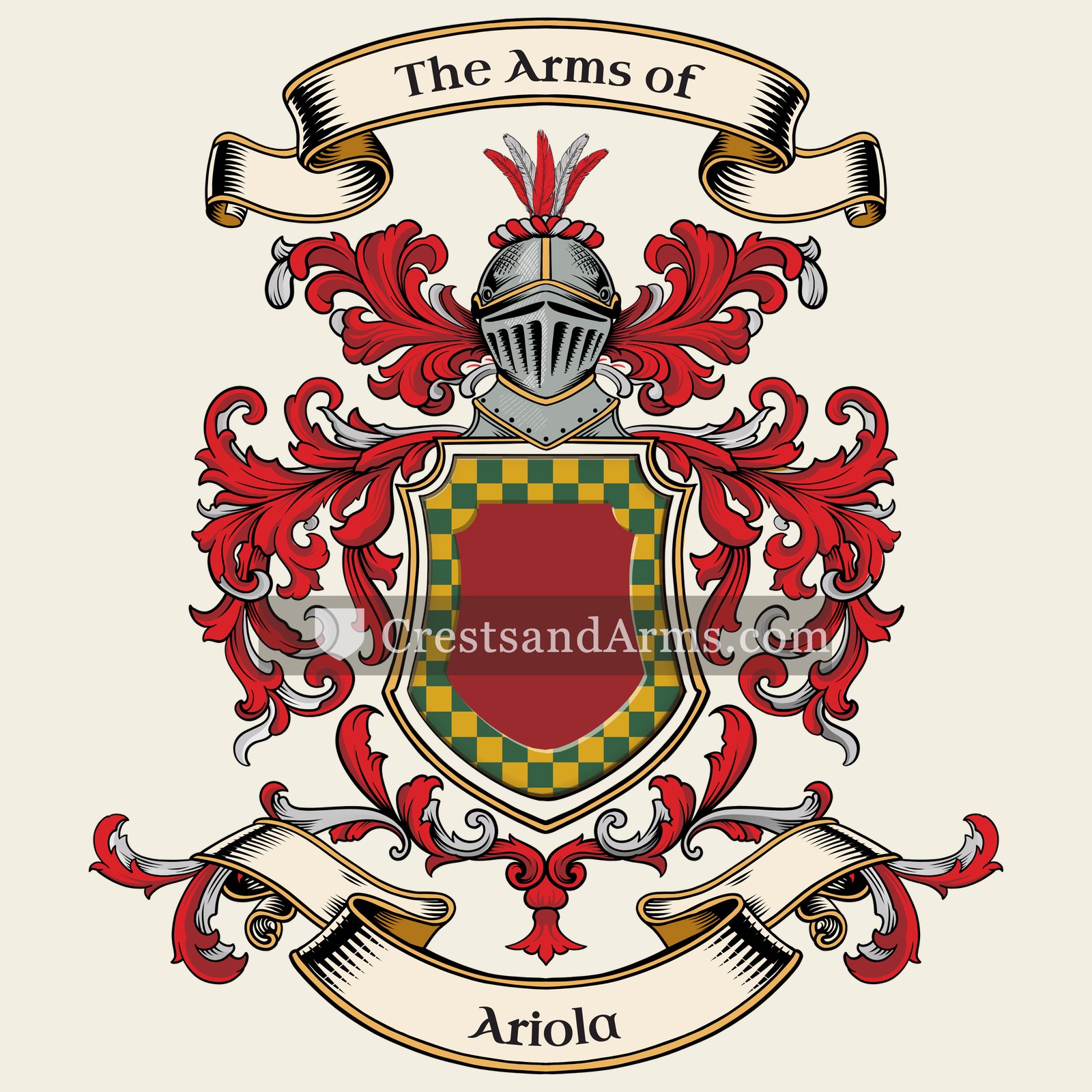 The Ariola coat of arms, drawn from the recorded blazon