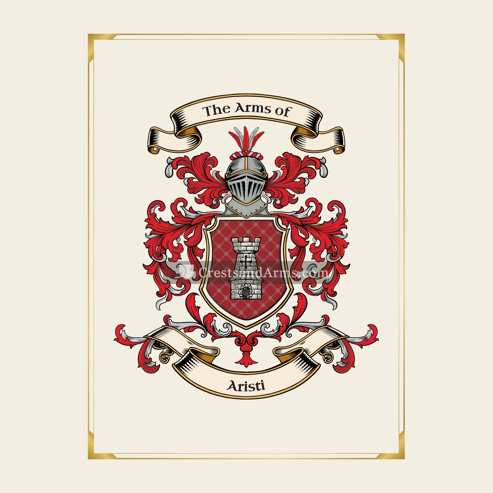 With gold border