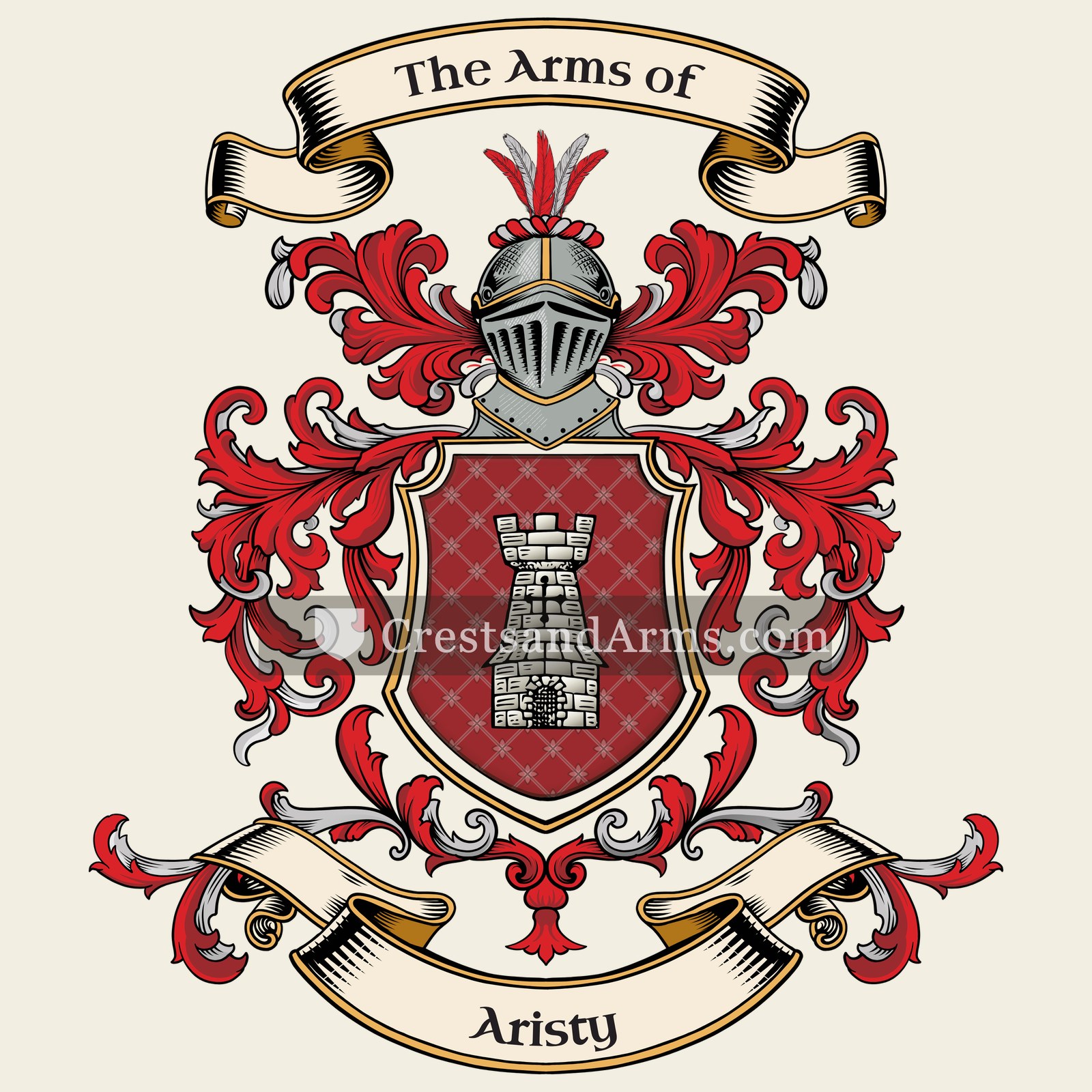 The Aristy coat of arms, drawn from the recorded blazon
