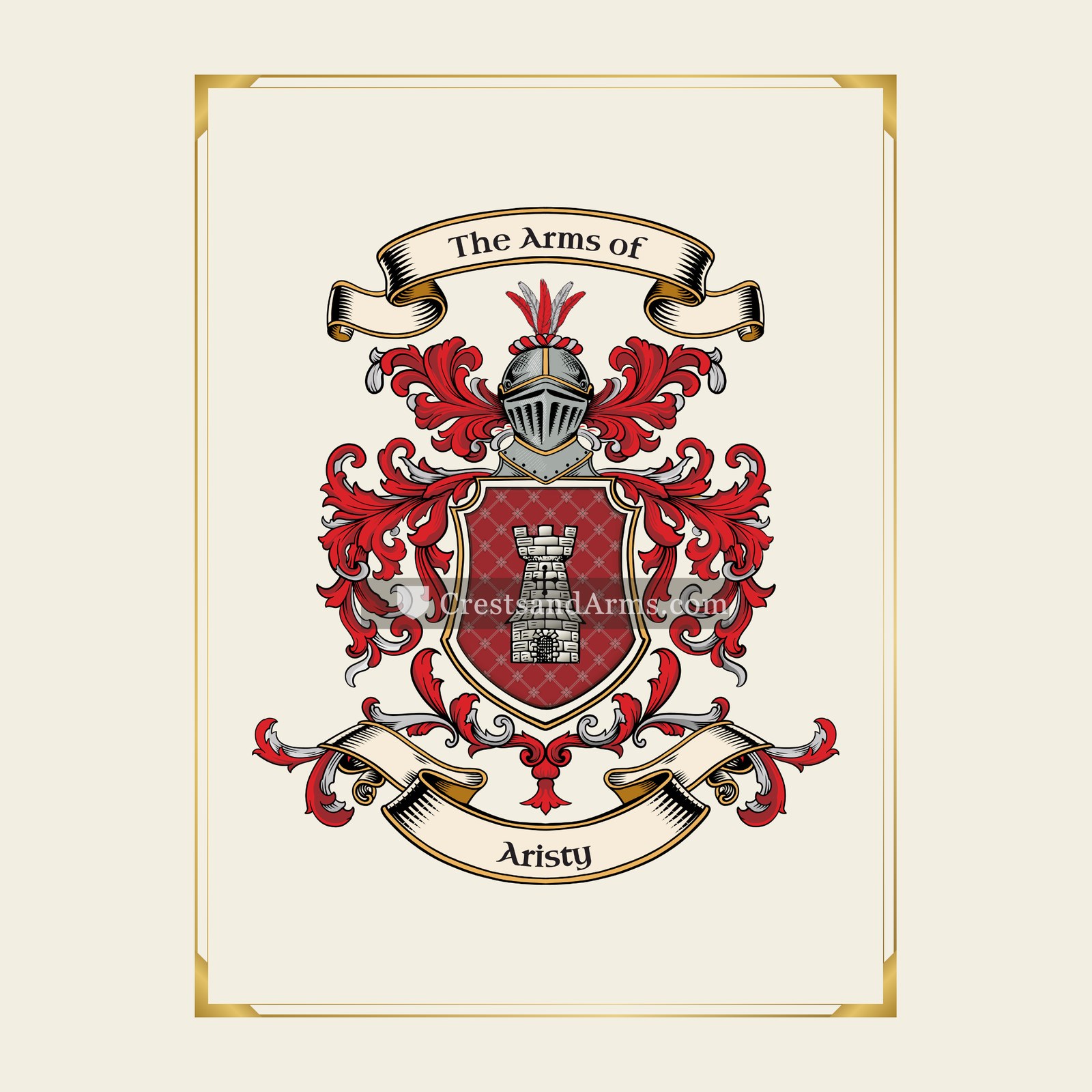 With gold border